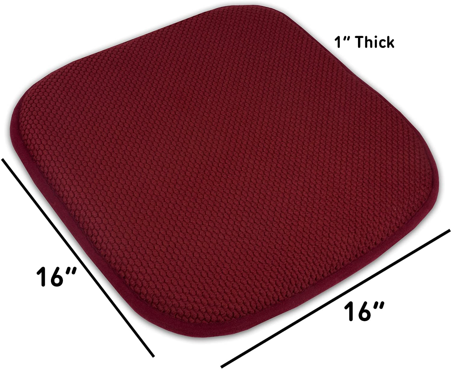 Sweet Home Collection Memory Foam Honeycomb Non-Slip Chair Cushion (2 Pack) - 16