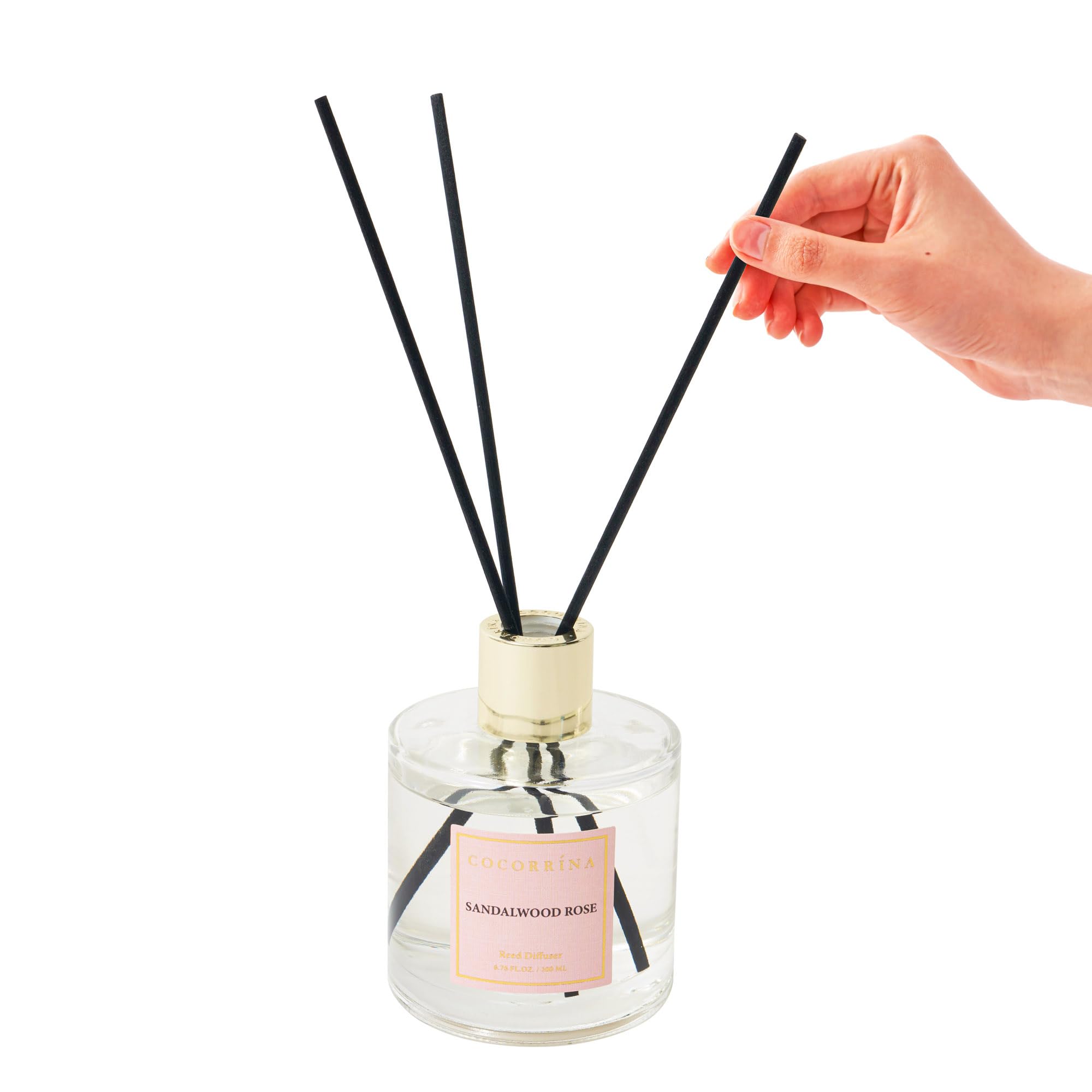 Premium Cocorrina Reed Diffuser Set - 6.7 oz Sandalwood Rose Scented Home Fragrance with Natural Rattan Sticks | Essential Oil Diffuser for Bathroom, Living Room, Bedroom & Office Decor | Long-Lasting Aromatherapy Gift Set for Relaxation & Stress Relief