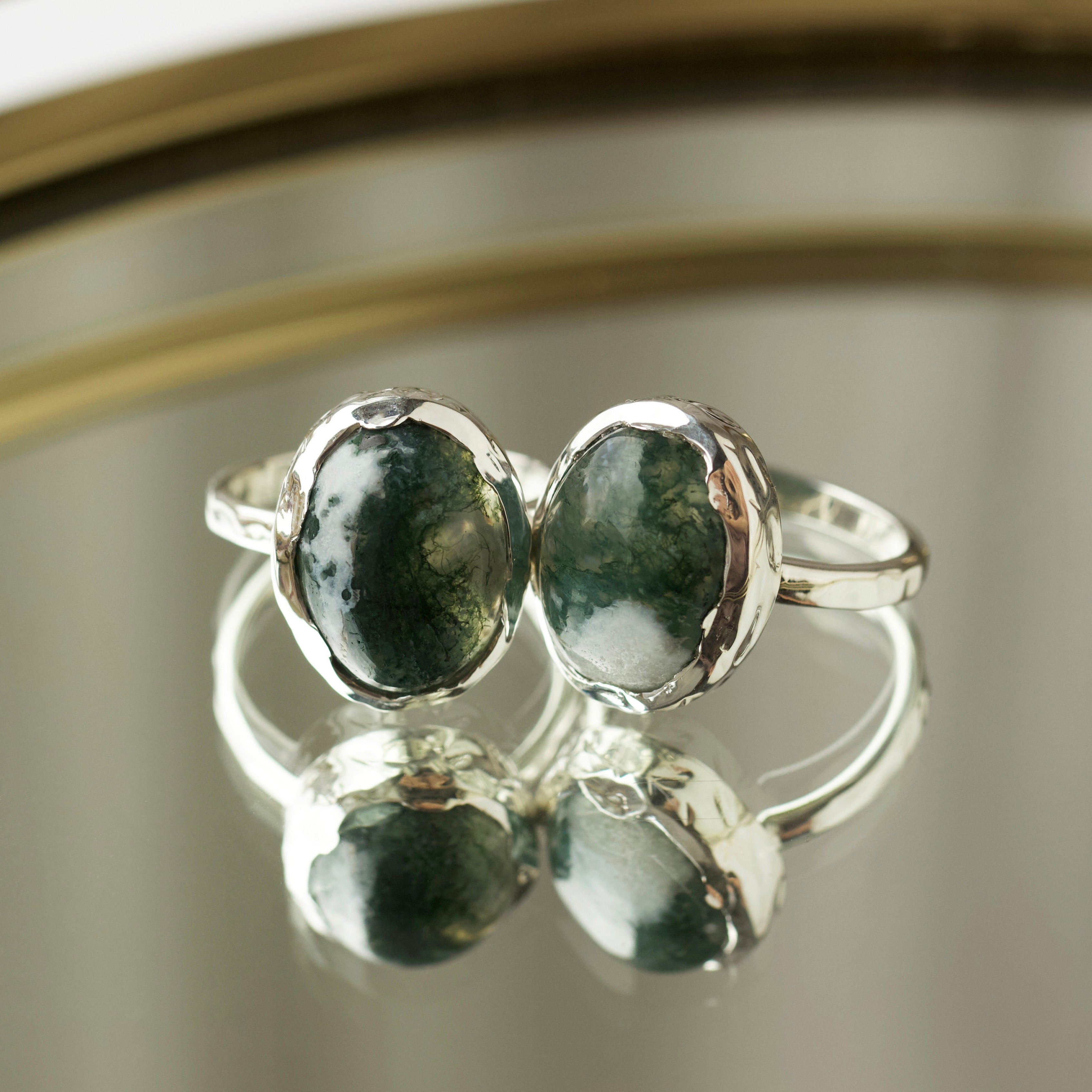 Molten Organic Snowflake Jade Ring - Handmade Sterling Silver Jewelry for Women - Perfect for Weddings, Gifts & Everyday Elegance