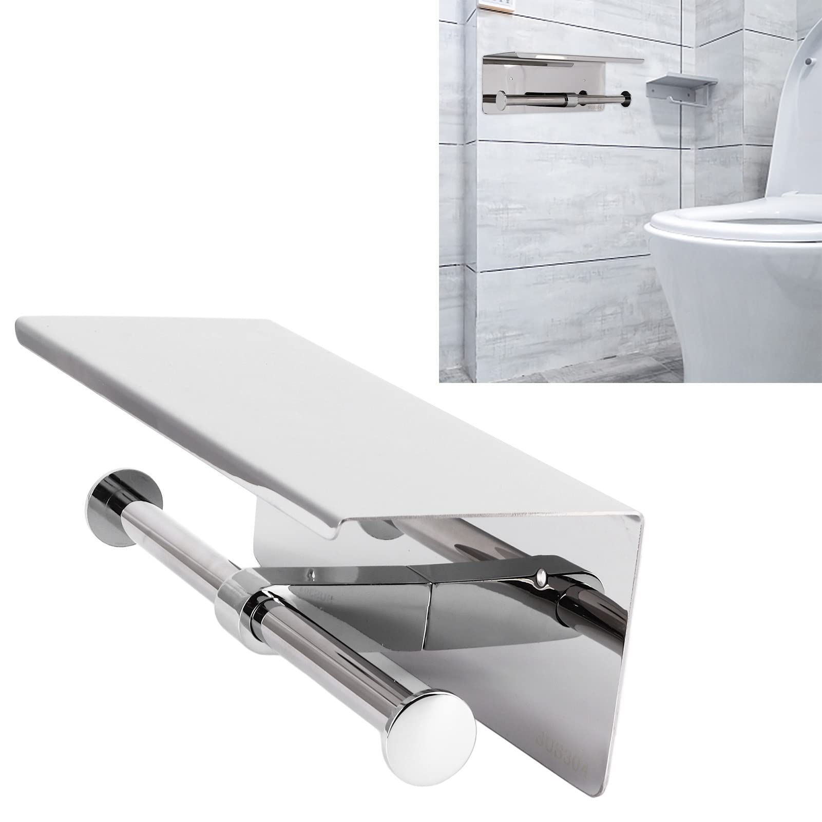 Stainless Steel Wall Mounted Toilet Paper Holder - Dual End Bathroom & Kitchen Tissue Roll Dispenser for Home, RV, Office Use