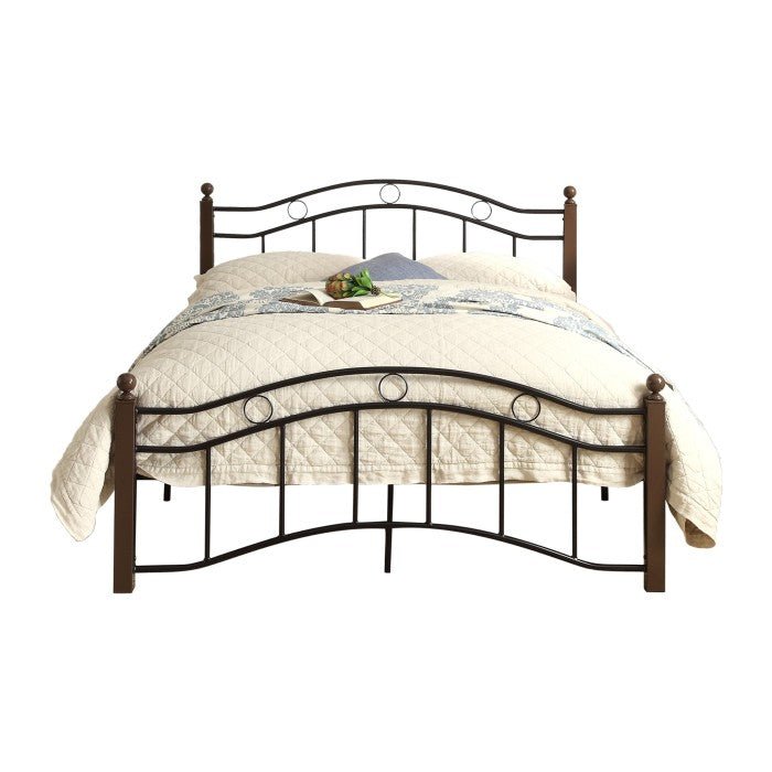 Modern Metal Platform Bed Frame - Black & Brown Finish - Sturdy Steel Slat Support - Perfect for Small Spaces, Apartments & Minimalist Bedrooms