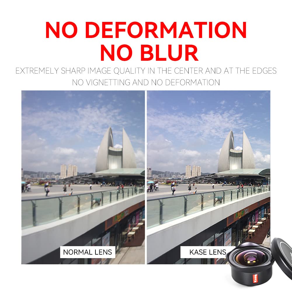 Kase 12mm 122° Wide Angle Lens for iPhone 7/8/11 Pro/XS/XR/12 Pro & Samsung - Universal Clip-on Phone Camera Lens for Architecture, Portraits, Live Streaming - Perfect for Travel Vlogging, Landscape Photography and Social Media Content Creation