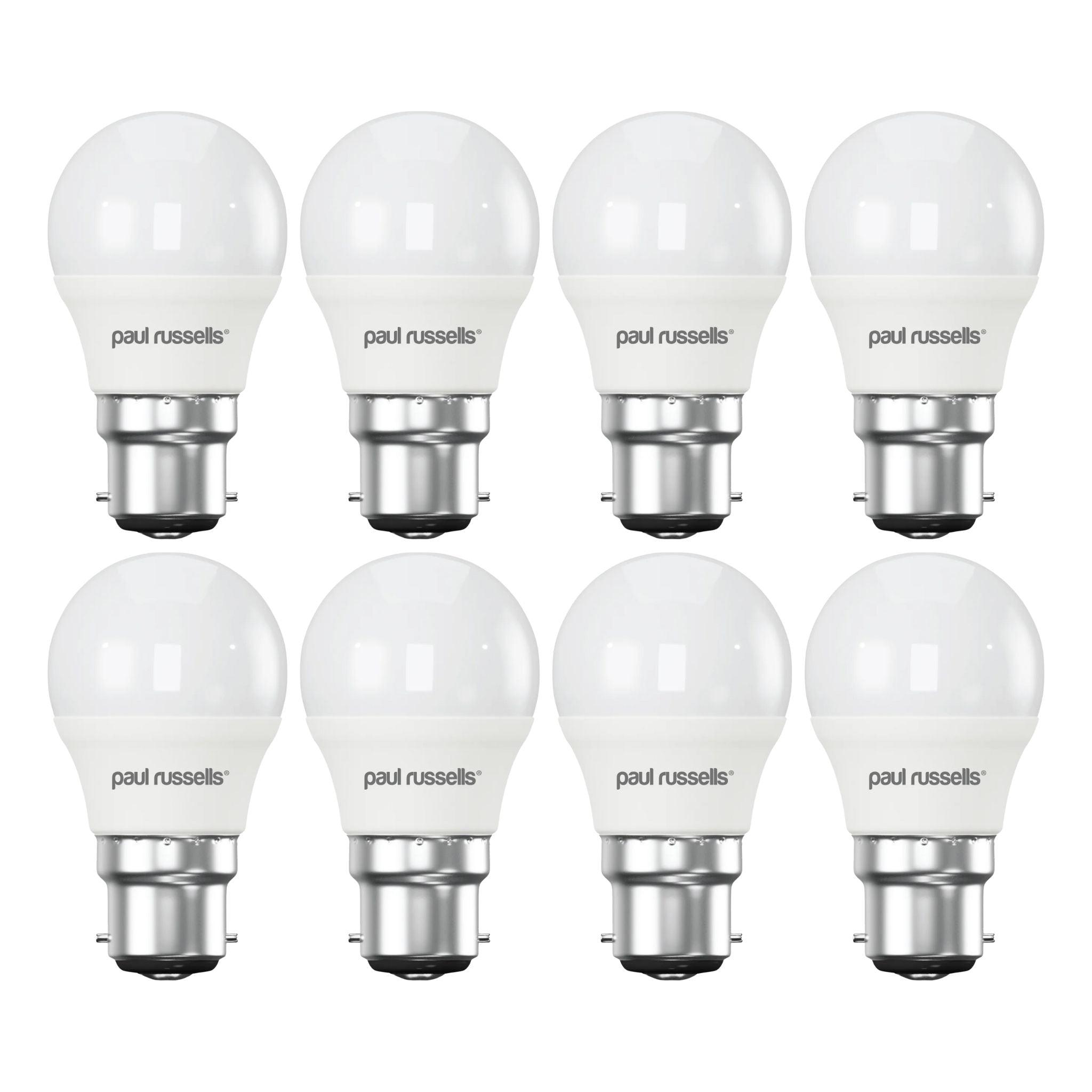 8 Pack LED Dimmable B22 Bayonet Light Bulbs - 5.5W (40W Equivalent) Warm White 2700K - Energy Saving Golf Ball Bulbs for Home, Bedroom, Living Room, Porch Lighting