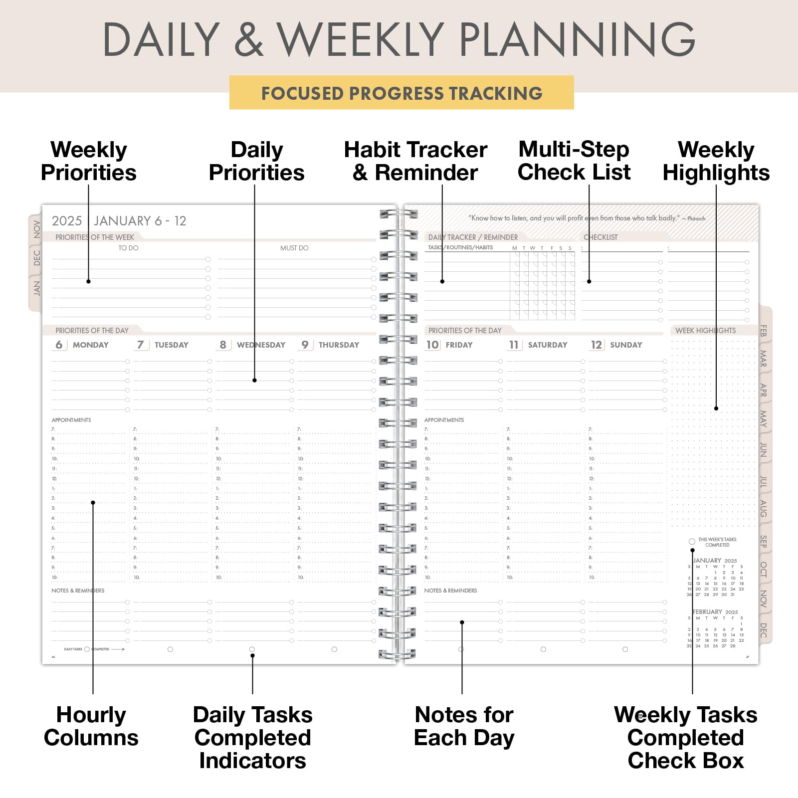 Essential PRO 2025 Daily Weekly Monthly Planner - 8.5