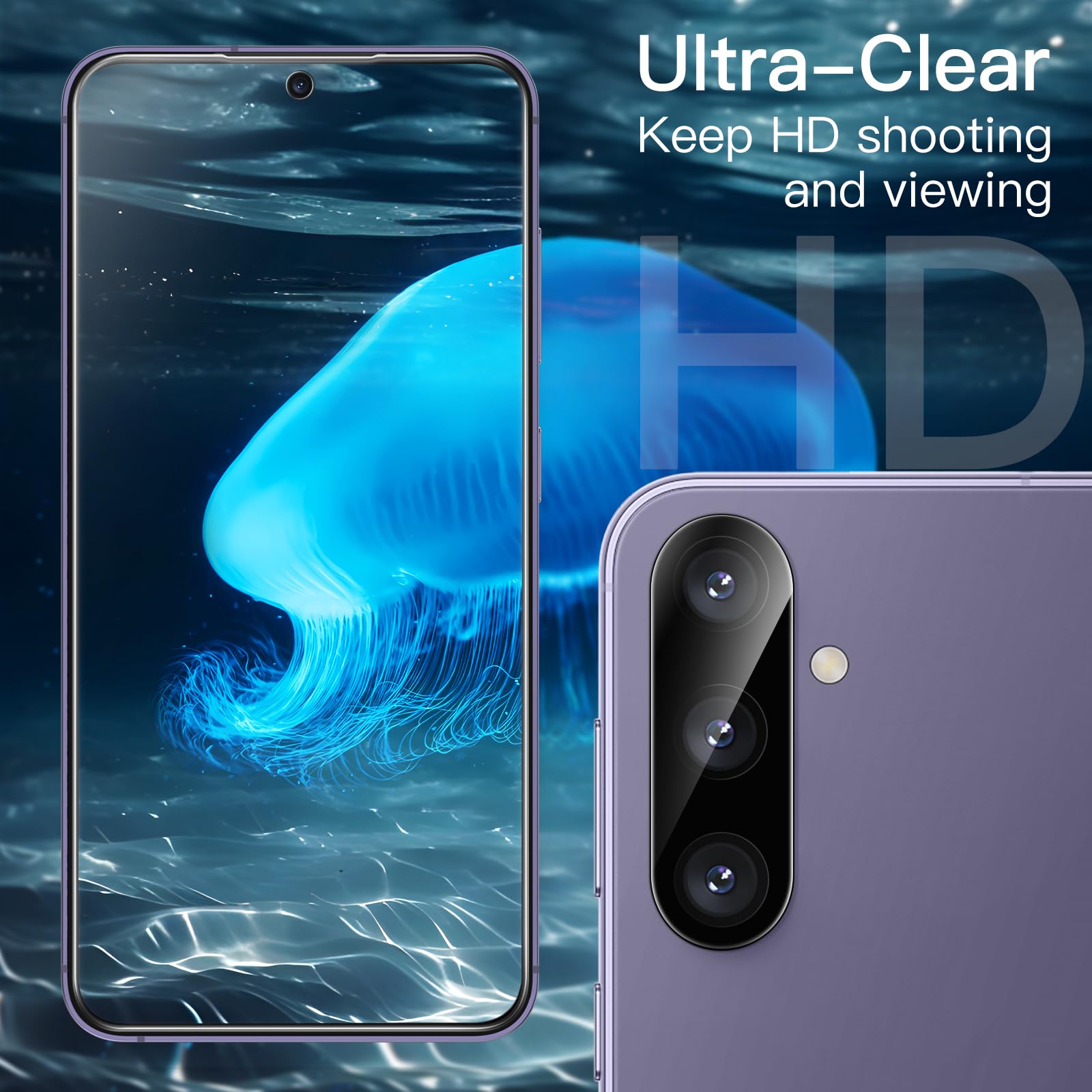 JETech 5-in-1 Matte Case for Samsung Galaxy S24+ / S24 Plus 5G - Includes 2-Pack Tempered Glass Screen Protector & Camera Lens Protector, Translucent Back Shockproof Phone Cover (Cobalt Violet) - Perfect for Work, Travel & Everyday Protection