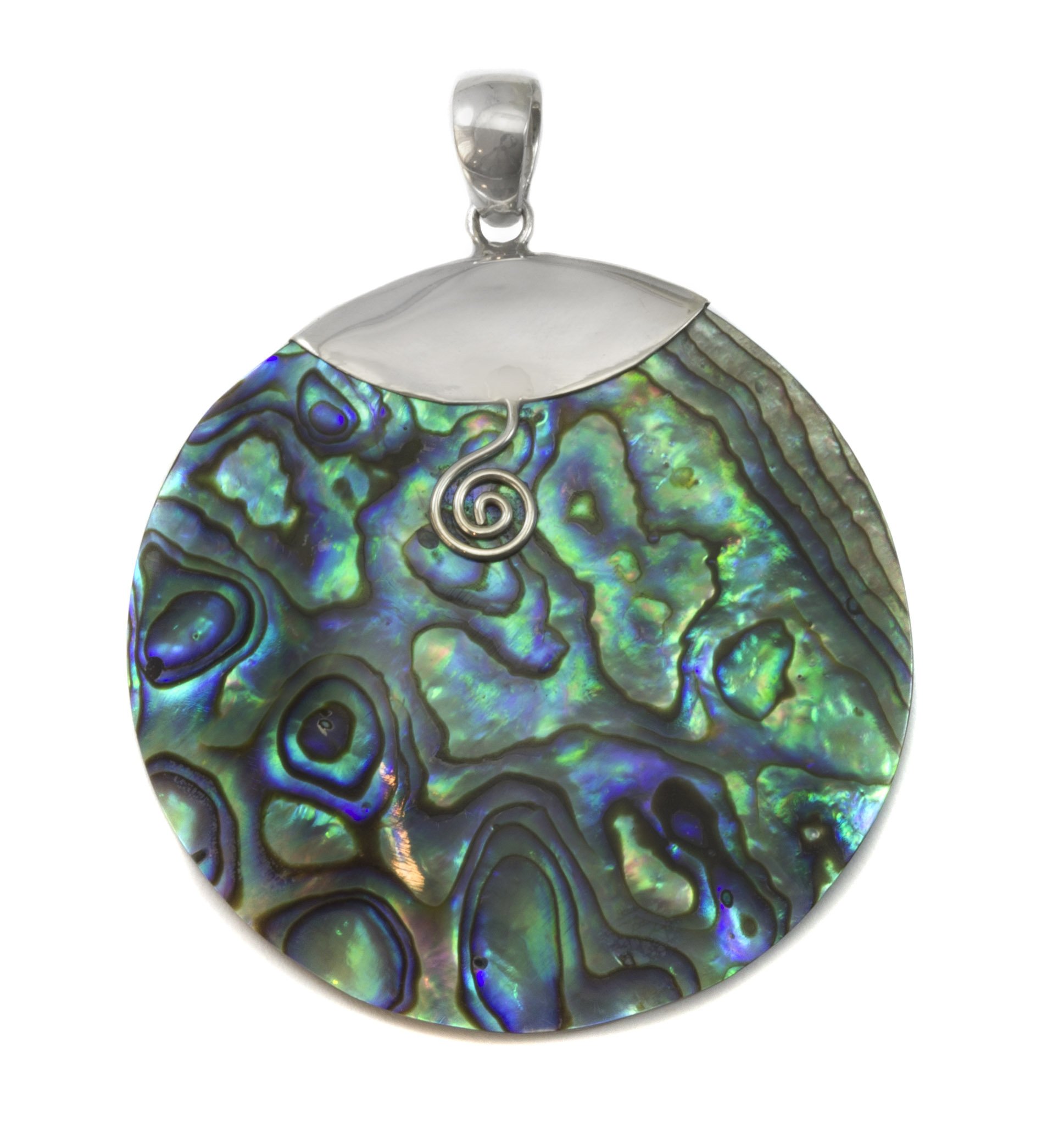 Sterling Silver Mother of Pearl Abalone Shell Necklace - Elegant Round Pendant Jewelry for Women - Perfect for Weddings, Parties & Everyday Wear