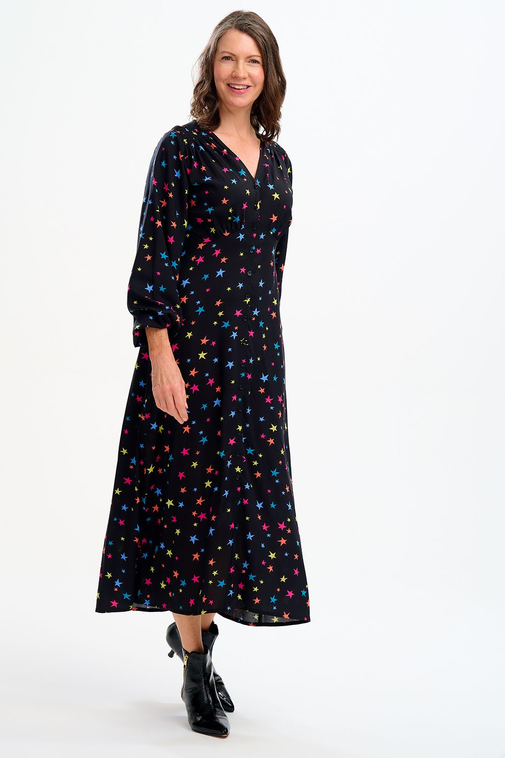 BELLATRIX MAXI TEA DRESS in Black - Elegant Long Flowy Dress for Women, Perfect for Tea Parties, Garden Weddings & Summer Events