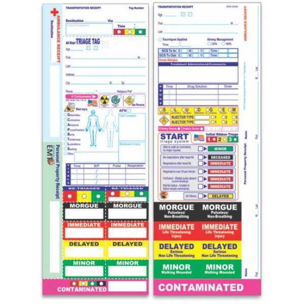 Emergency Medical Triage Tags - 50 Pack, Standardized Color-Coded System for Mass Casualty Incidents - First Responder & Disaster Preparedness Supplies