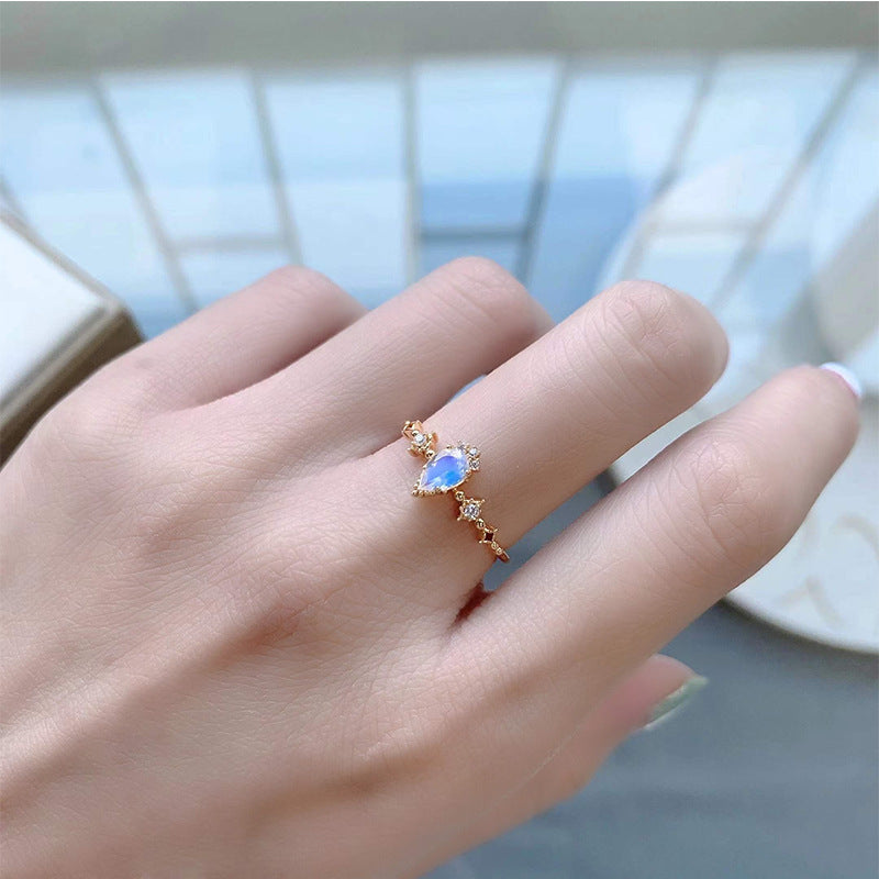 Dainty Pear Shape Moonstone Promise Rings for Women | HJZB 275 | Elegant Jewelry Gift for Engagement, Anniversary & Special Occasions