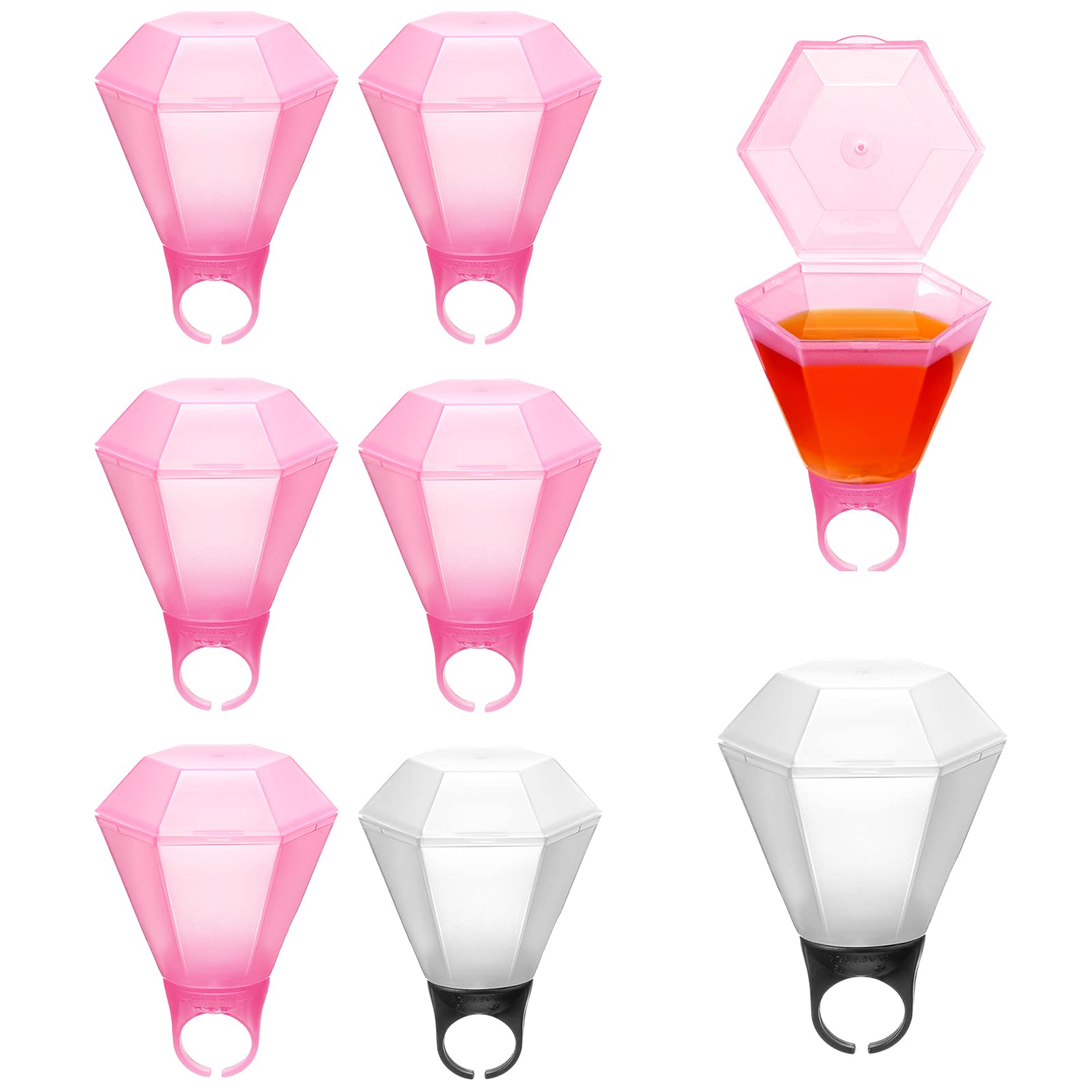Hungdao 6-Piece Plastic Wedding Ring Shot Glasses - Diamond Ring Shots for Bachelorette Parties, Bridal Showers & Wedding Favors - Fun Drinking Cups for Celebrations & Girls Night Out