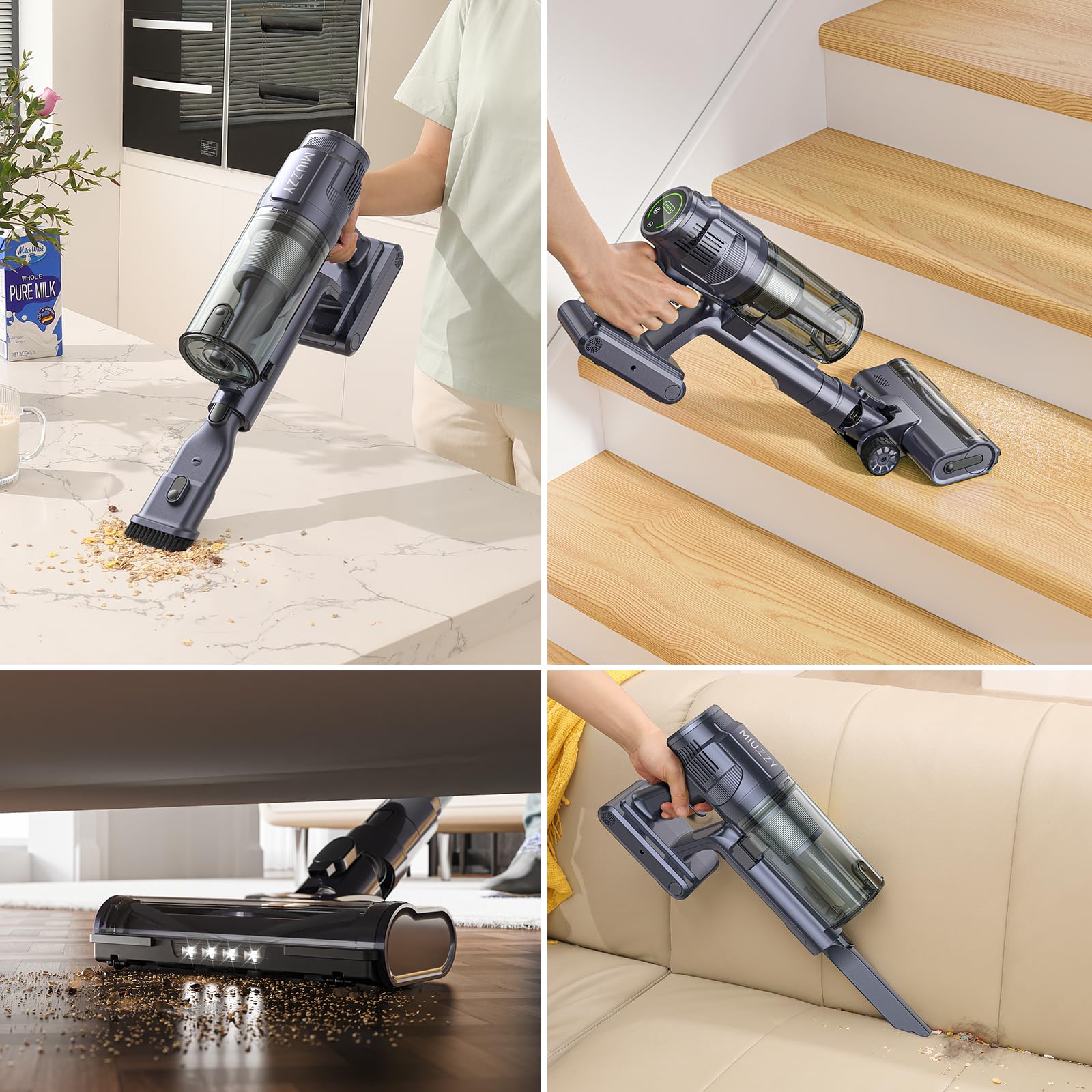 M242 Cordless Stick Vacuum Cleaner with Brushless Motor - 50 Min Runtime, 25Kpa Powerful Suction for Pet Hair - LED Display for Hard Floors & Carpets - Lightweight Home Cleaning for Pets, Furniture & Stairs