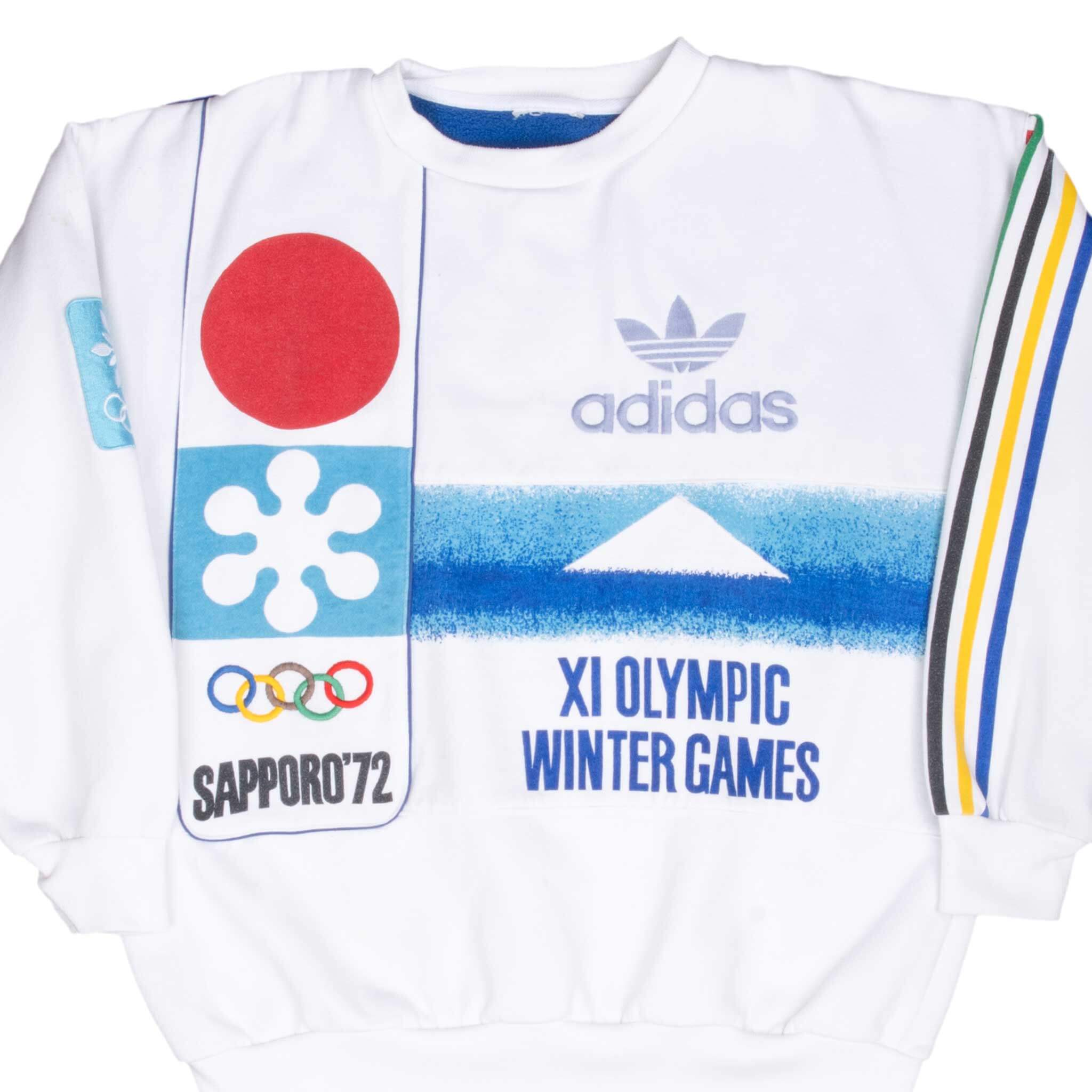 Vintage Adidas Sapporo 1972 Winter Olympics Sweatshirt - XL Size Retro Athletic Pullover - Perfect for Winter Sports Fans & Vintage Collectors