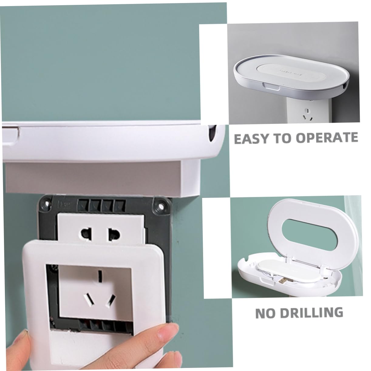Space-Saving Wall Outlet Organizer - No Drill Required Cord Holder | Elegant Wire Management for Home & Office | Perfect for Bedroom, Kitchen, Living Room Organization