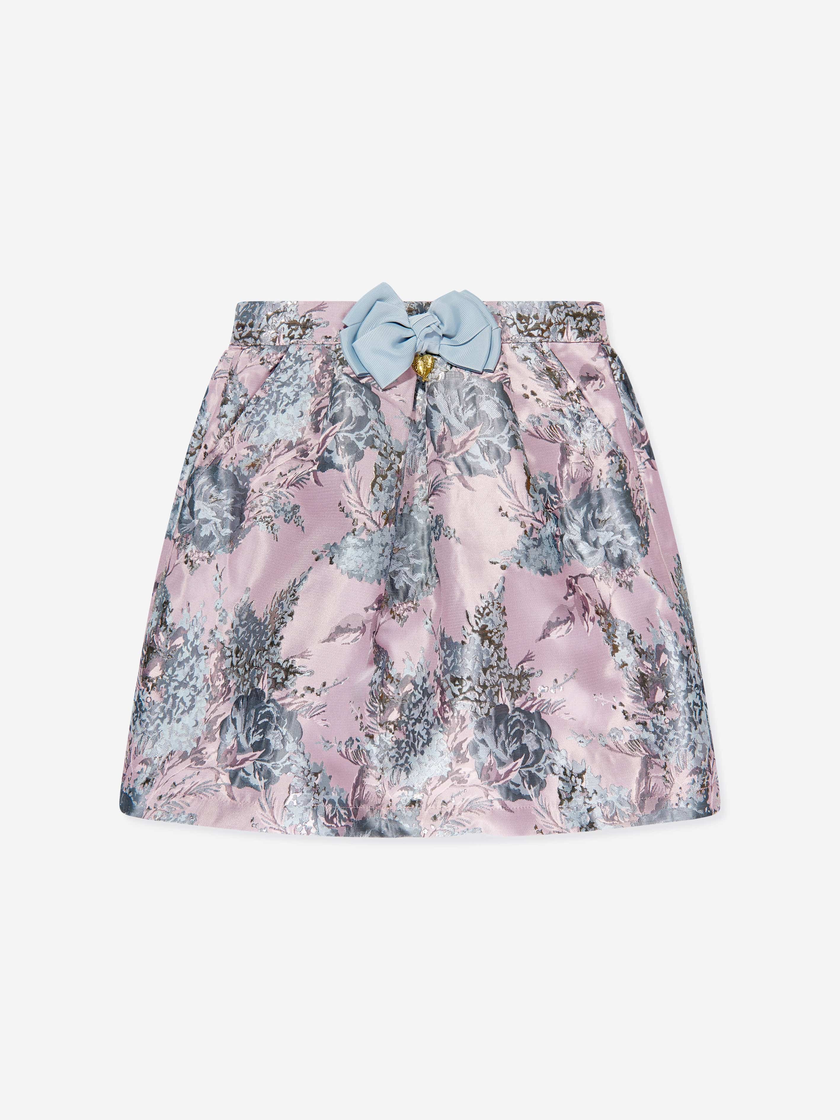 Angels Face Girls Sybil Jacquard Skirt - Pink Floral Embroidery A-Line Skirt for Toddler & Kids | Perfect for Birthday Parties, Easter & Spring Outfits