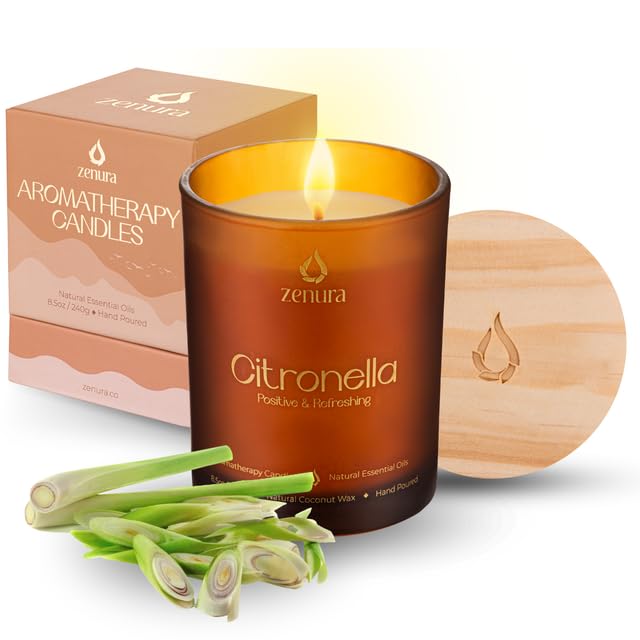 Citronella Stress Relief Candle - 8.5 oz Natural Coconut Wax for Summer, Yoga, Outdoor Relaxation - Perfect Father's Day and Birthday Gifts for Men and Women - Ideal for Patio, Garden, and Meditation Spaces