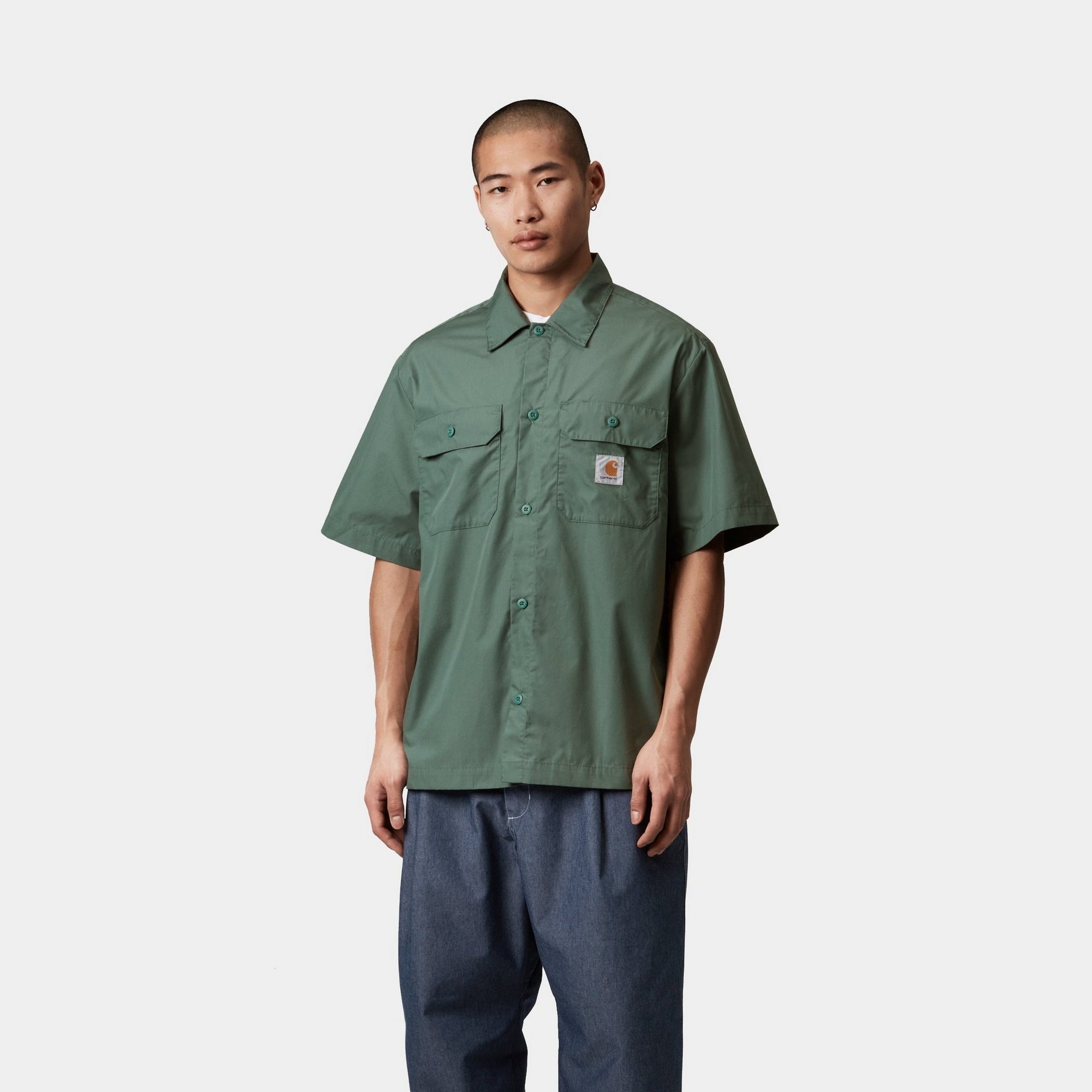 Men's Craft Short Sleeve Button Down Shirt - Silver Pine Green | Casual Wear for Outdoor Activities & Summer Fashion