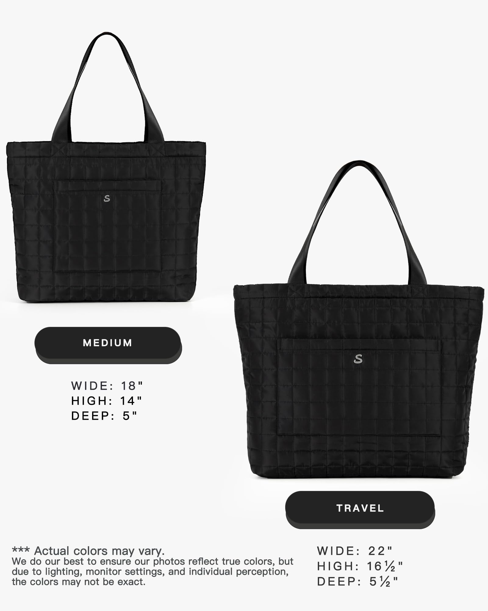 SATINSAINT Large Quilted Tote Bag for Women with Zipper - Stylish Carry-All Handbag for Travel, Work, Gym & Everyday Use | Perfect as Work Tote, Weekender Bag & Gym Bag