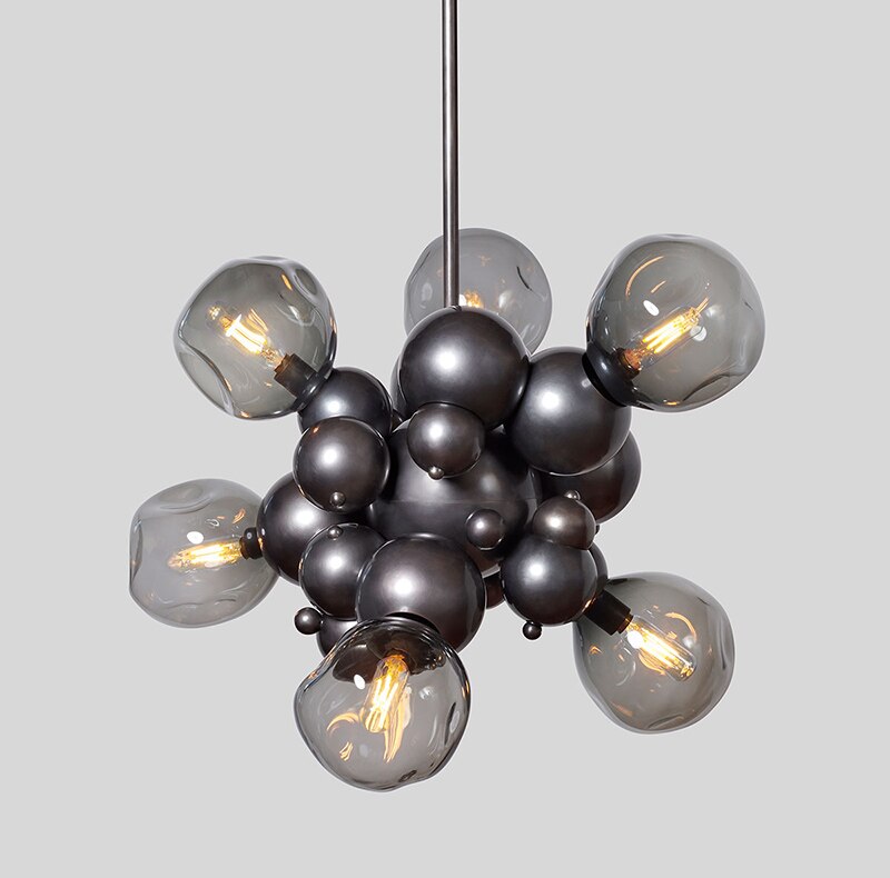 Modern Chrome Bubble LED Pendant Light - Dimmable Hanging Light Fixture for Kitchen Island, Dining Room, Bedroom & Living Room Decor