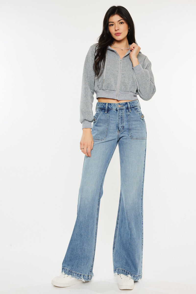 Yezmin High Rise Wide Flare Jeans for Women - Stretchy Denim Pants with Bootcut Fit | Perfect for Casual Wear, Office & Date Nights