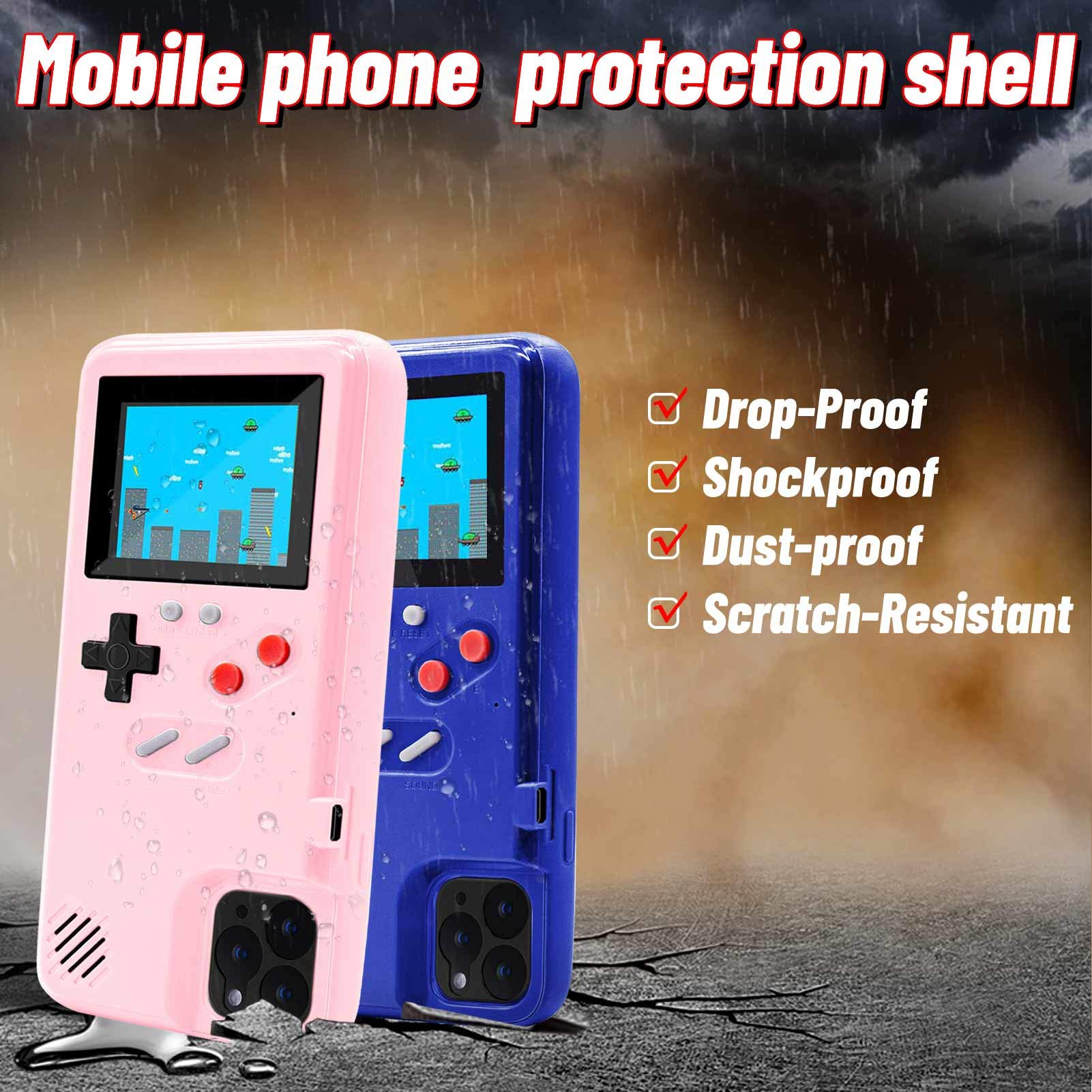 LucBuy Retro Game Console Case for iPhone 13 Pro Max - Self-Powered Protective Cover with 36 Classic Games, Full Color Display & Shockproof Bumper (Pink) | Perfect for Gaming Enthusiasts & Nostalgic Entertainment On-the-Go