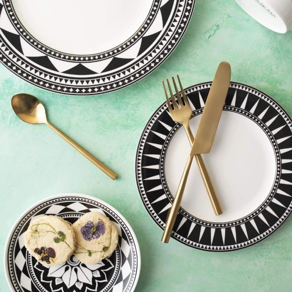 Elegant Black Burst Porcelain Salad Plate - 8-Inch Dinnerware Set for Restaurants, Weddings & Home Dining - Dishwasher & Microwave Safe