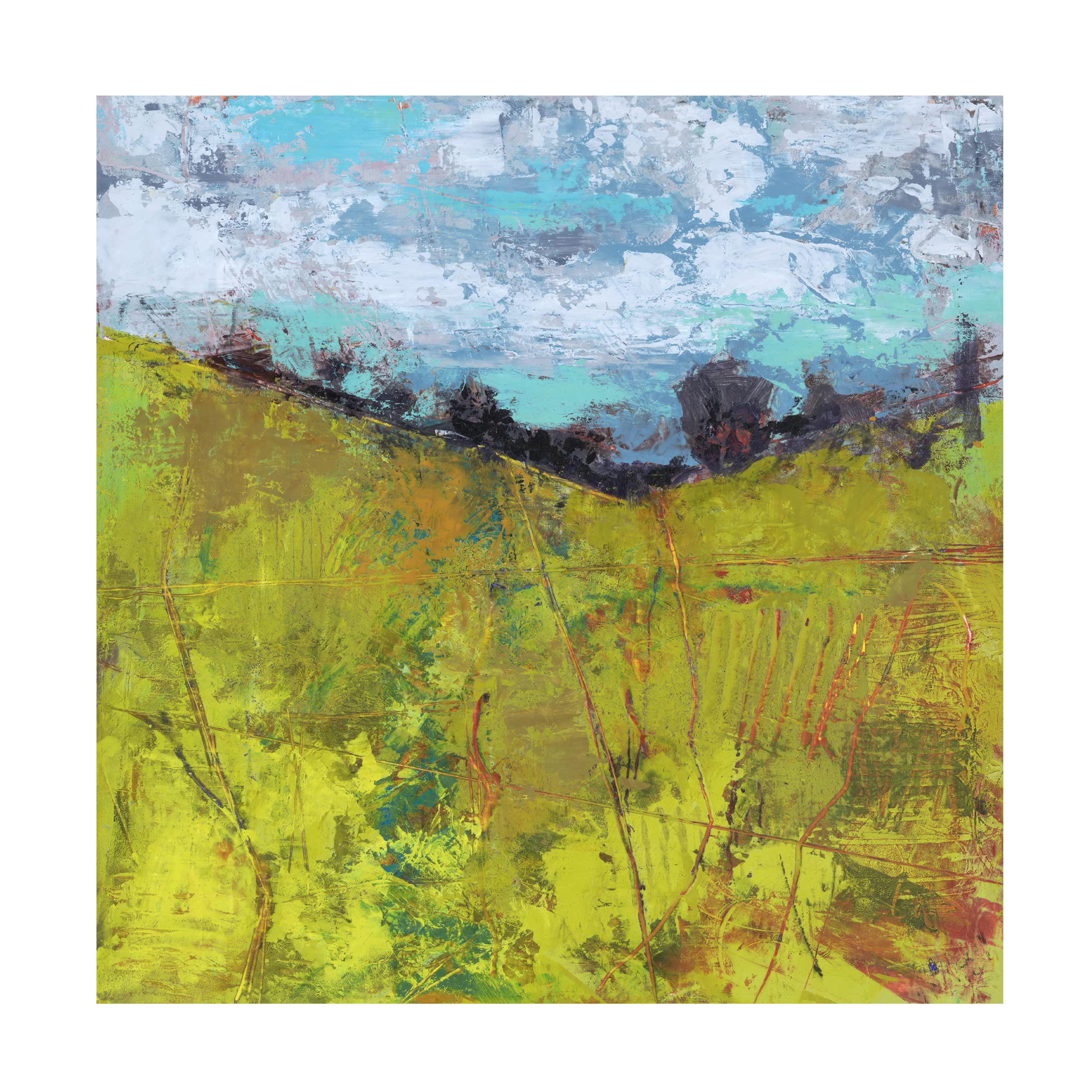 Trademark Fine Art 'Summer Sky' Canvas Wall Art by Linda Nickell - Stunning Landscape Painting for Living Room, Bedroom & Office Decor