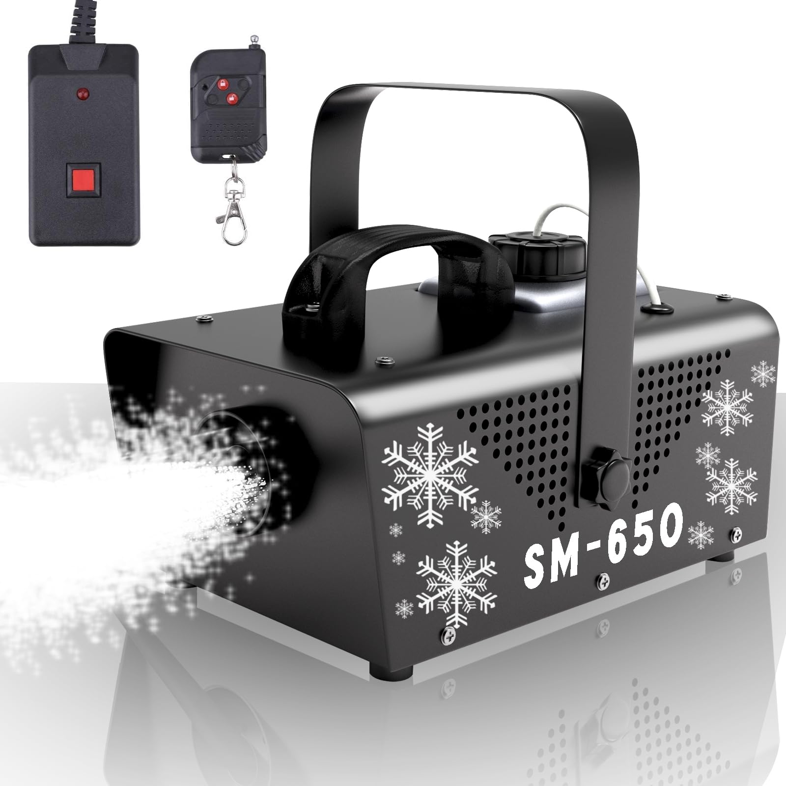 IMONE 650W Snow Machine with Remote - Indoor/Outdoor Artificial Snow Maker for Christmas, Parties, Parades & Events - Perfect for Winter Wonderland Decor & Photo Shoots