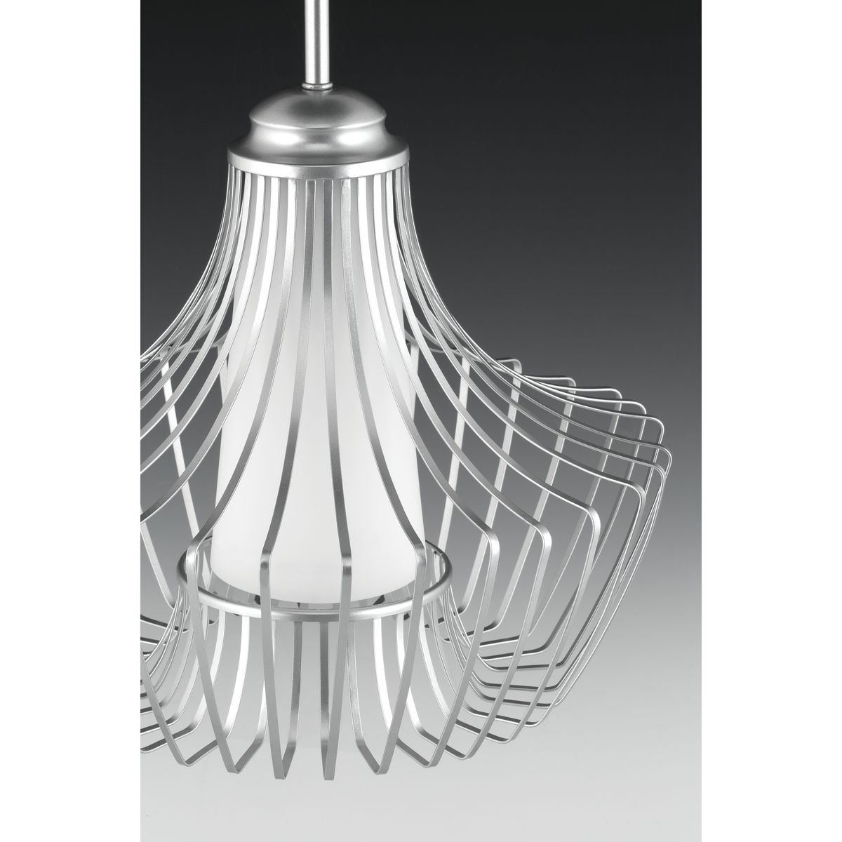 Progress Lighting P5324-121 Finn Modern One-Light Pendant Light Fixture in Metallic Silver - Perfect for Kitchen Island, Dining Room, or Entryway Lighting