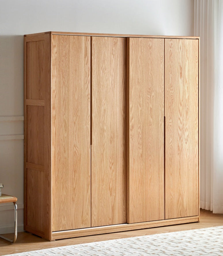 Solid Oak Wood Sliding Door Wardrobe - Durable & Stylish Closet Storage for Bedroom, Living Room, and Office Organization