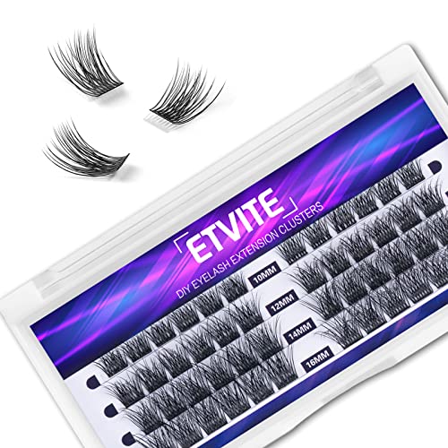 ETVITE 3D Natural Look DIY Cluster Lashes - 48 PCS Mixed Manga Eyes C Curl, Volume Long Lasting Reusable Eyelash Extensions for Fluffy Lash Look | Perfect for Daily Wear, Parties & Special Events