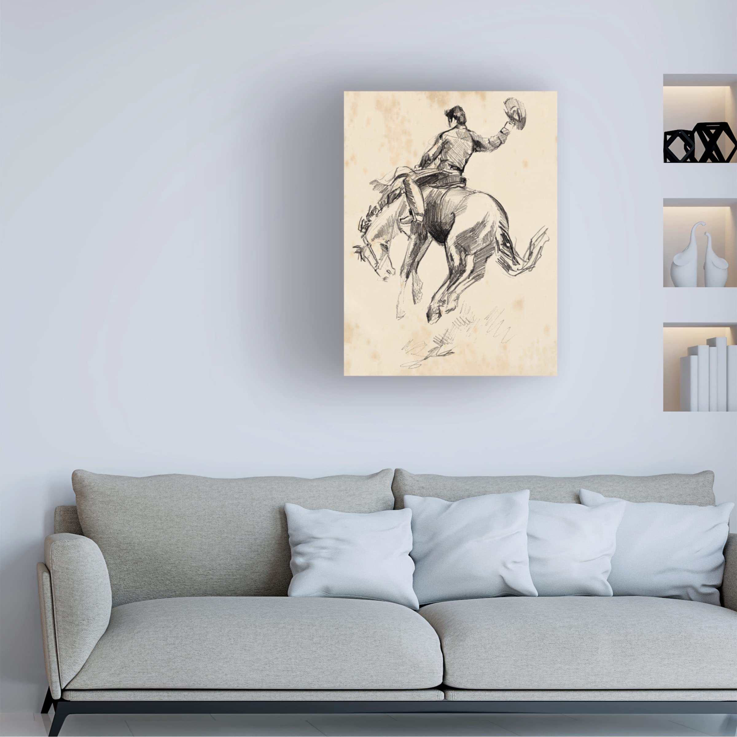 Jennifer Paxton Parker 'King Of The Rodeo II' Western Cowboy Canvas Wall Art - Handmade Oil Painting Reproduction for Living Room, Bedroom & Office Decor