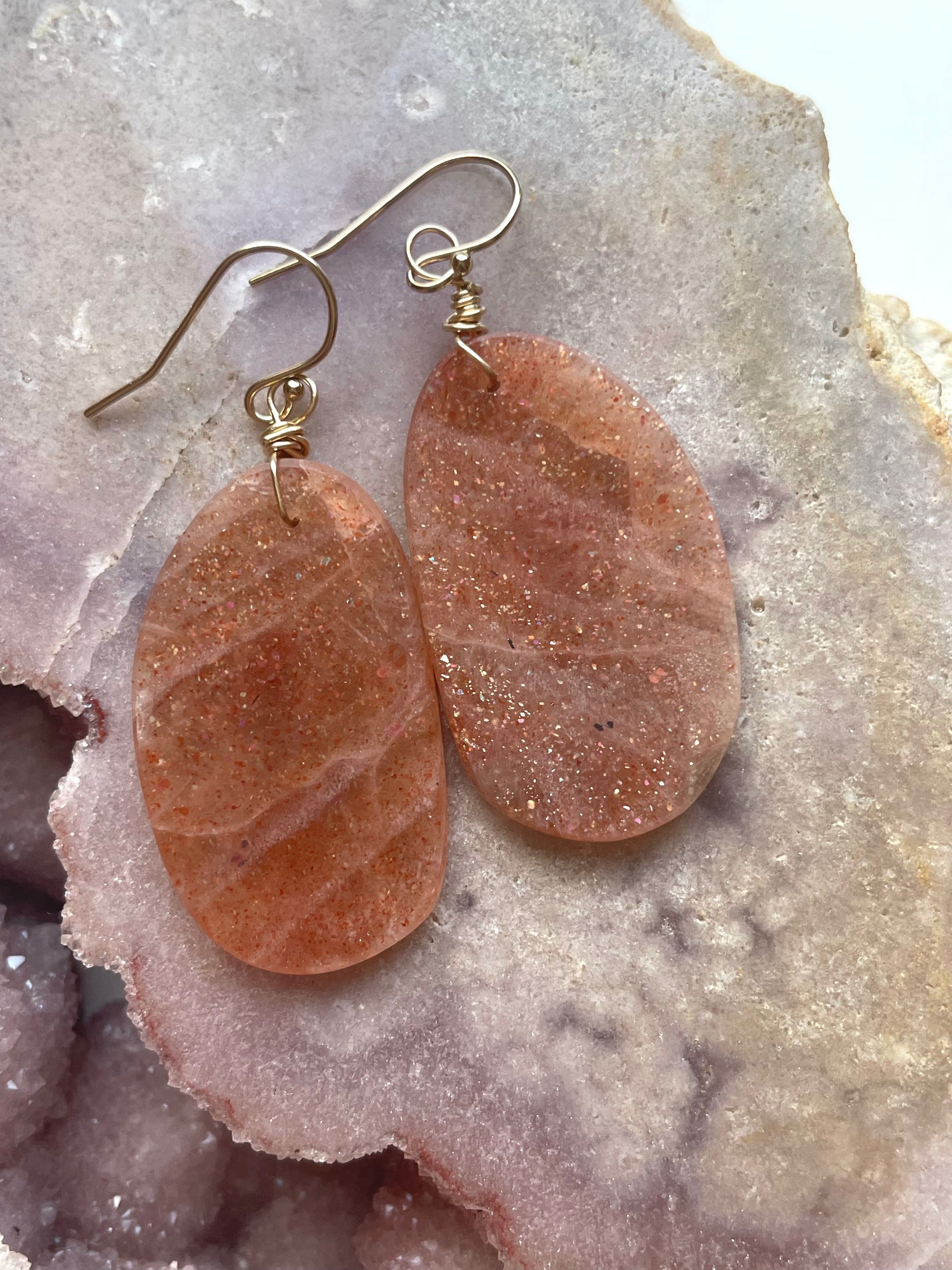 Orange Sunstone Gold Filled Crystal Threader Earrings for Women - Elegant Gemstone Dangle Earrings for Party, Wedding & Everyday Wear