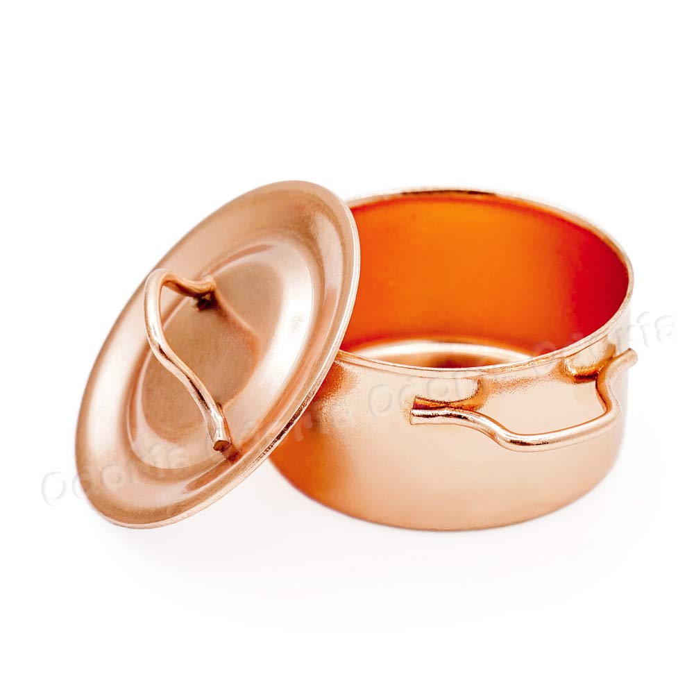 Odoria 1/12 Scale Miniature Copper Pot Set - Realistic Dollhouse Kitchen Accessories for Miniature Cooking & Baking Scenes