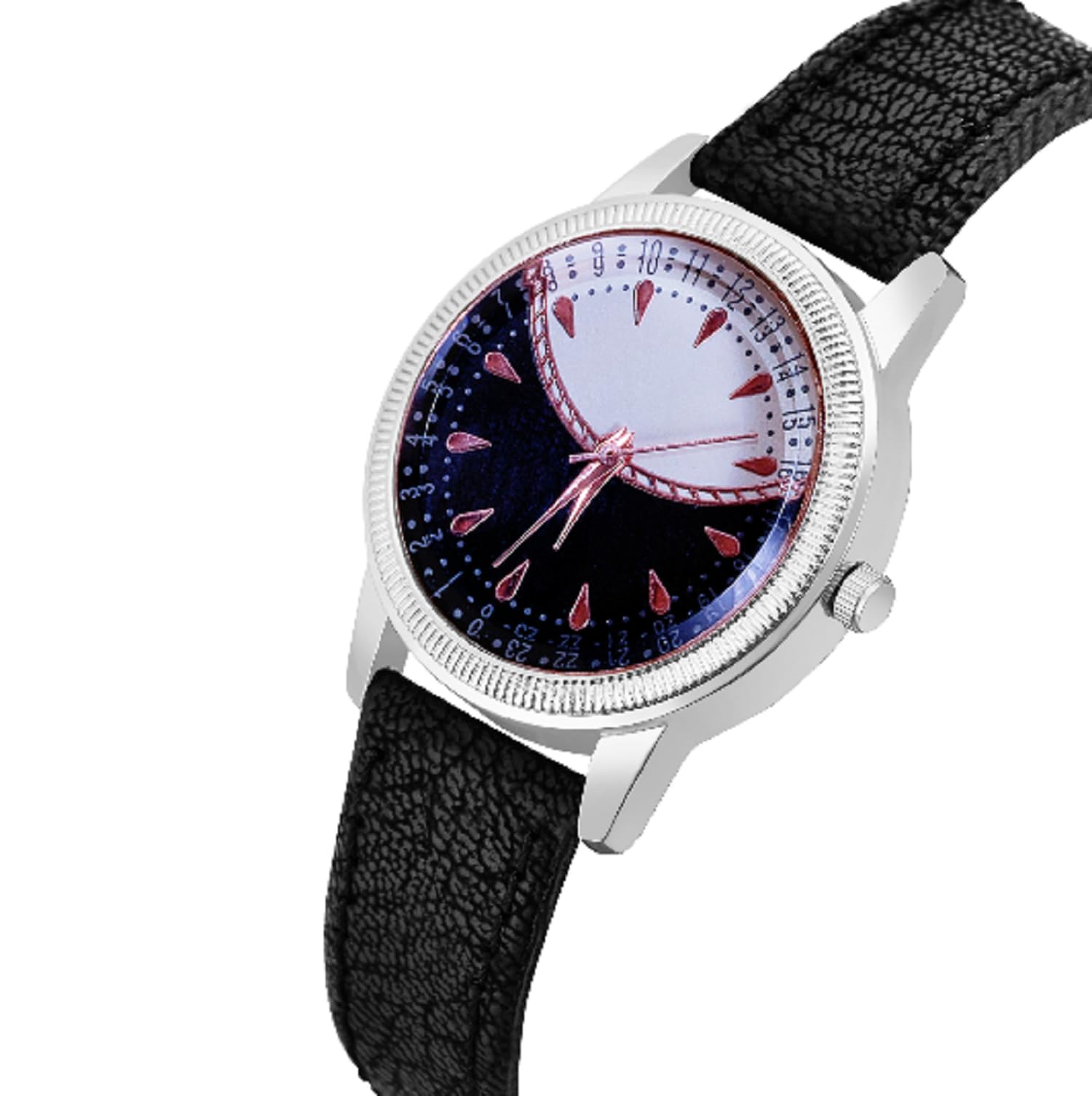 KIARVI GALLERY Women's Analog Watch with Sun-Rise Silver Dial & Leather Strap - Fashionable Timepiece for Girls and Ladies (Black) - Perfect for Office, Dating and Everyday Wear