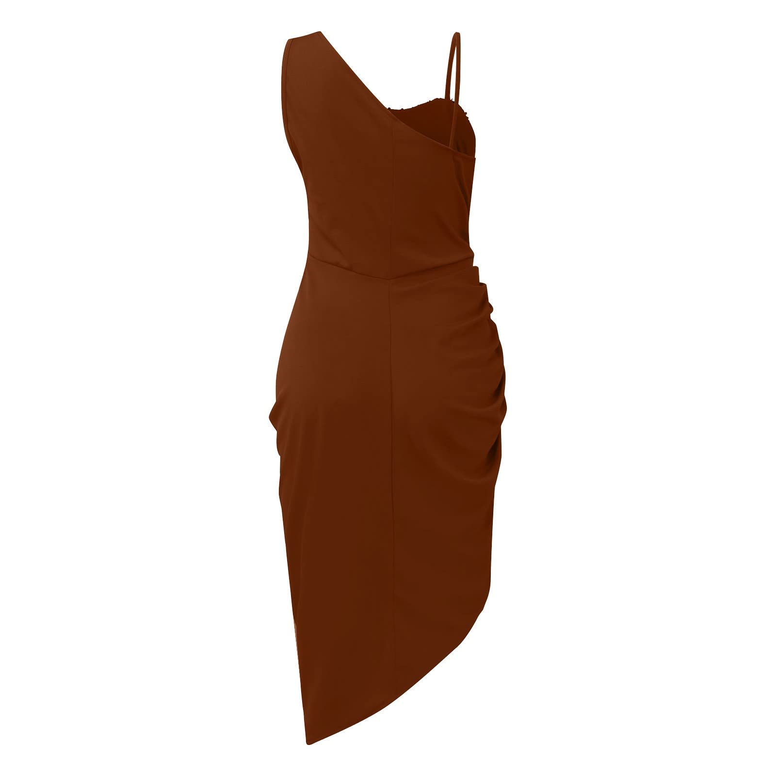 KUIOLYPOER Women's Sexy Sequin Slit Maxi Dress - One Shoulder Smocked Cocktail Dress for Summer Wedding Guest, Party & Evening Events