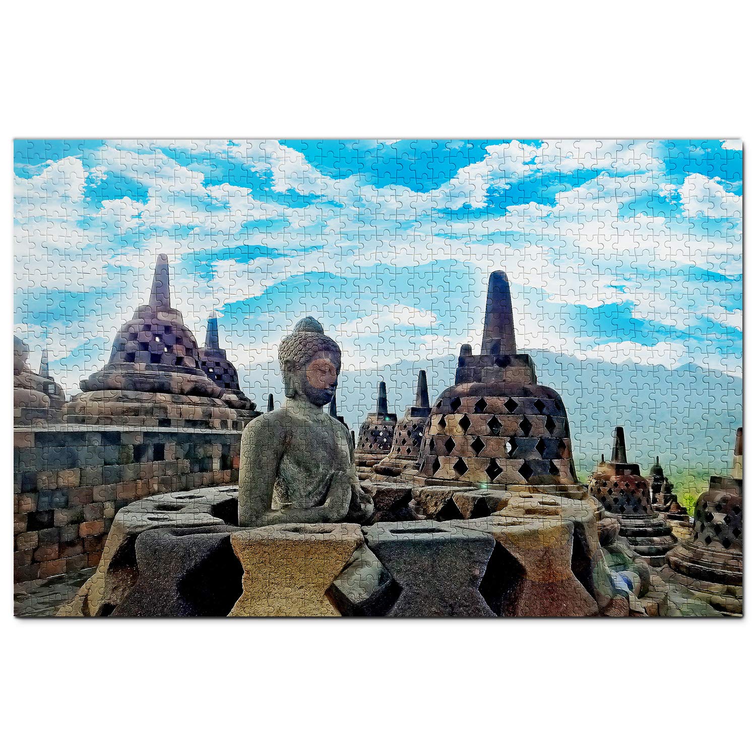 1000-Piece Indonesia Borobudur Temple Wooden Jigsaw Puzzle - Magelang Travel Souvenir for Adults & Puzzle Collectors | Perfect for Home Decor, Relaxation & Educational Gifts