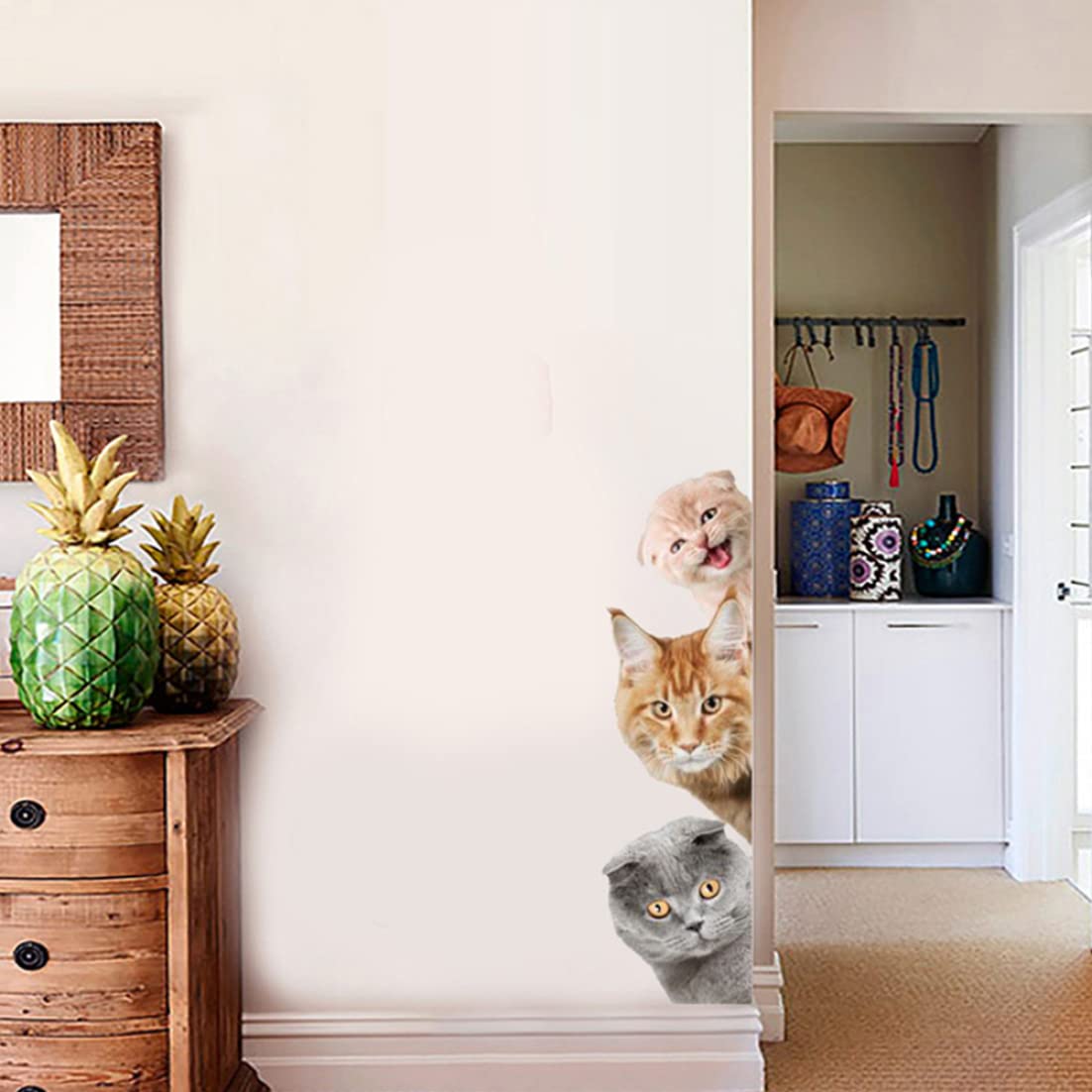 3D Animal Wall Decals - Removable Cat Stickers for Home & Office Decor - Simulative Animal Art Stickers for Kids Room, Nursery, Living Room Wall Decoration
