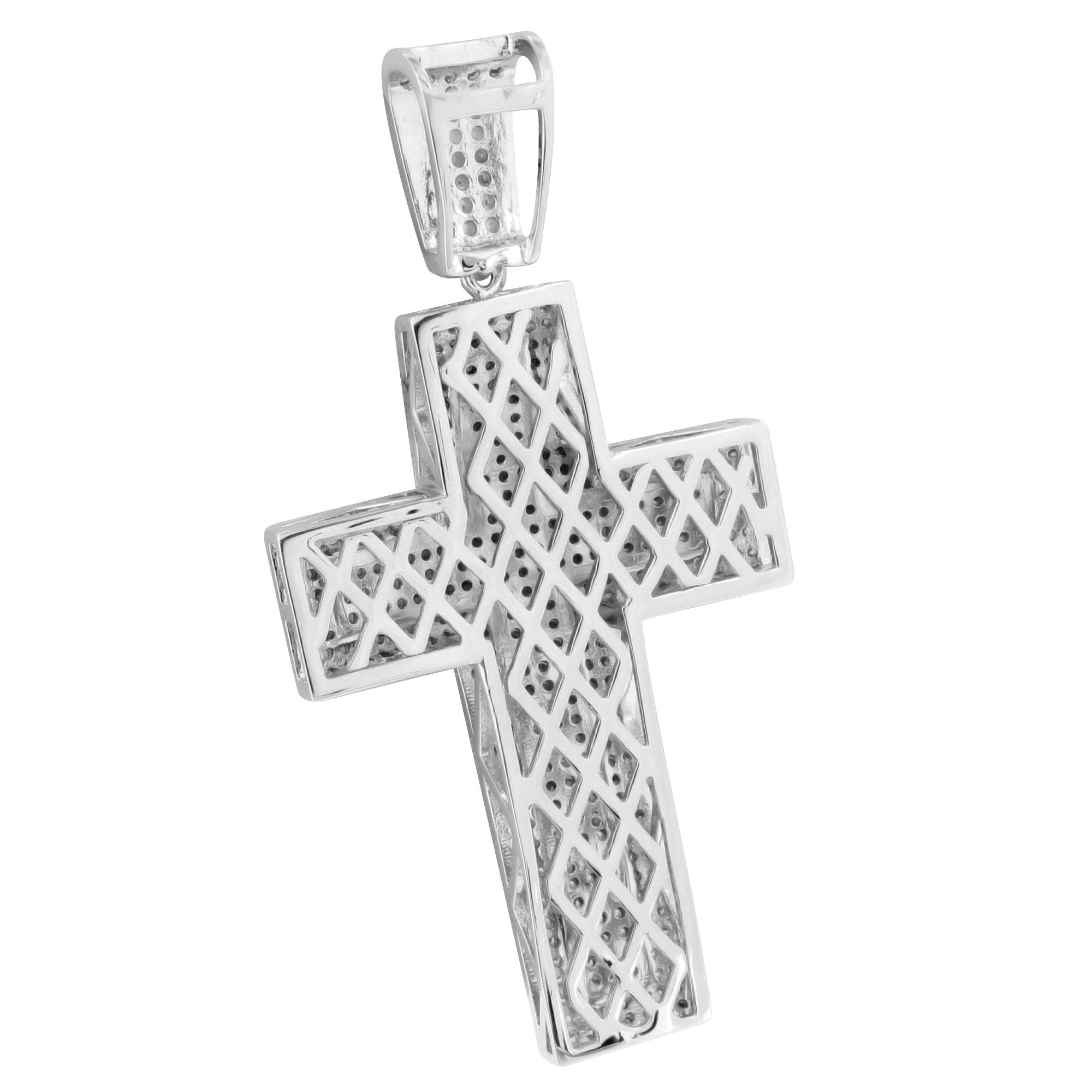 White Jesus Cross Pendant Necklace with Simulated Diamond Micro Pave - Elegant Religious Jewelry for Women, Perfect for Church, Weddings & Special Occasions