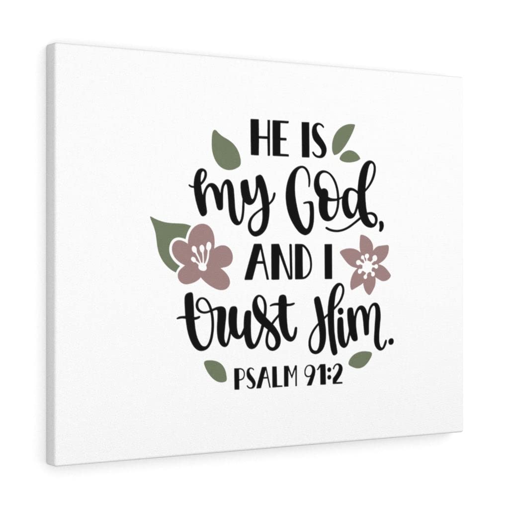 Christian Wall Art with Bible Verse - 'I Trust Him' Psalm 91:2 Scripture Print, Ready to Hang Home Decor for Living Room, Bedroom & Office - Express Your Love Gifts for Faithful Christians