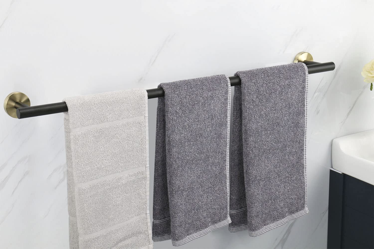 Premium TocTen 30IN Bath Towel Bar - Heavy Duty SUS304 Stainless Steel Wall Mounted Towel Holder for Bathroom, Shower & Spa - Black Gold Finish for Luxury Home Decor & Hotel Use