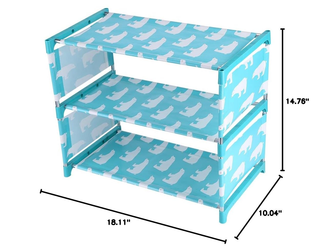 3-Tier Stackable Shoe Organizer - Portable Shoe Rack for Closet Storage | Shoe Shelf Cabinet for Boots, Sneakers & Heels | Space-Saving Blue Shoe Tower (Perfect for Bedroom, Dorm & Entryway Organization)