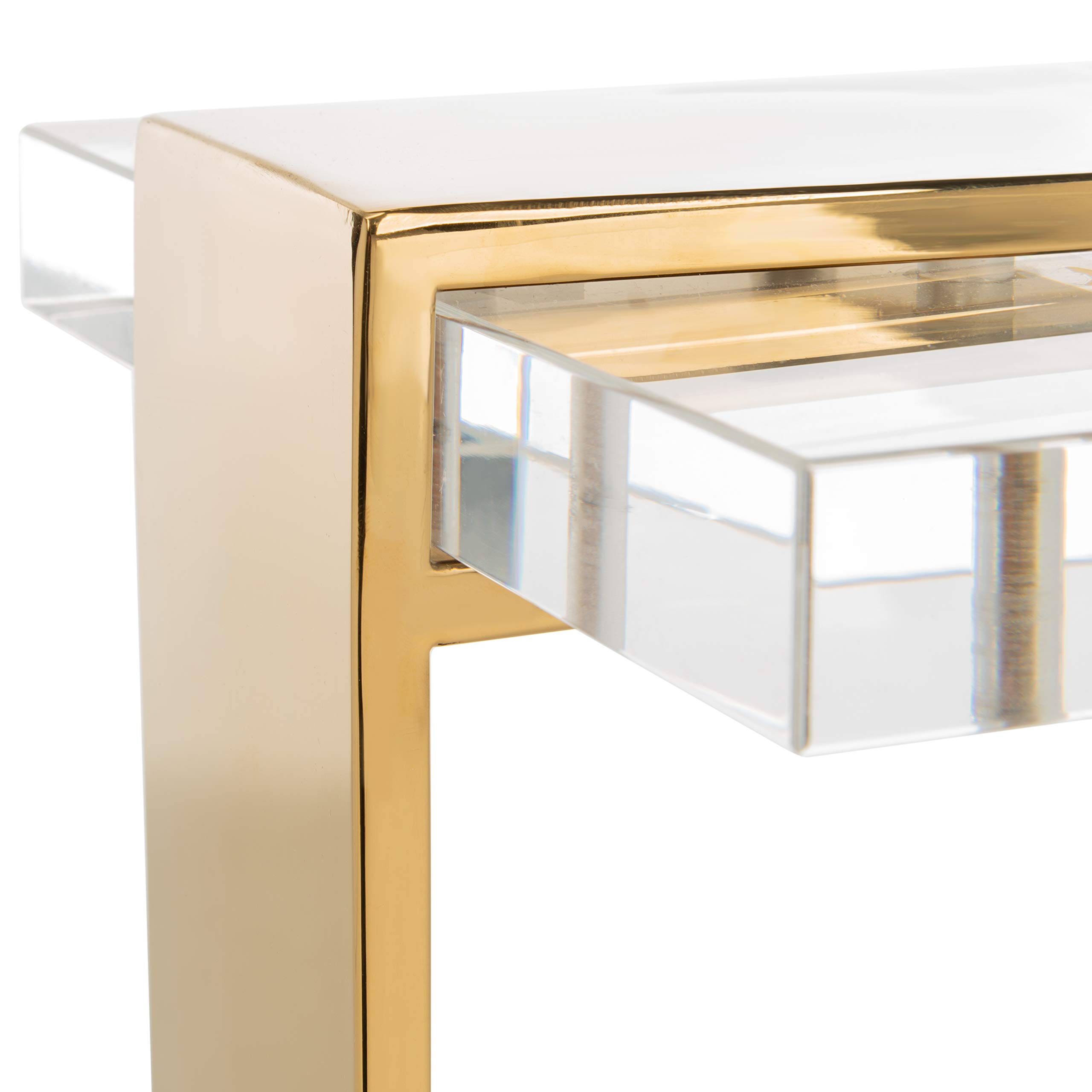 Safavieh Couture Glam Mars Clear and Brass Acrylic Drink Table - Modern Side Table for Living Room, Bedroom, or Patio - Perfect for Cocktails, Coffee, and Home Decor