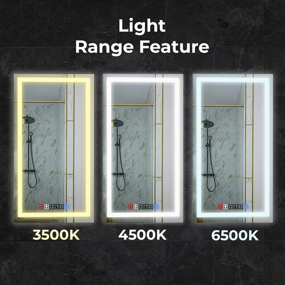 20x30 Inches LED Bathroom Mirror with Anti-Fog & Dimmable Lights - Backlit & Front Lit Vanity Mirror with Tempered Glass & Memory Function - Perfect for Modern Bathrooms, Makeup Vanity & Spa Decor