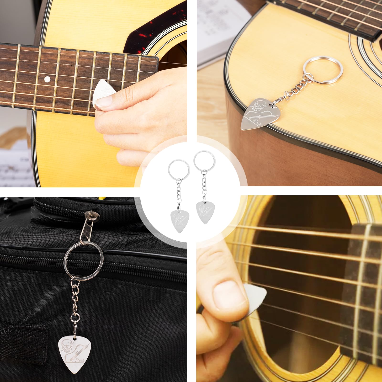 Premium Stainless Steel Guitar Pick & Keychain - Perfect Gift for Guitarists & Music Lovers - Durable Metal Plectrum with Keyring - Ideal for Playing, Collecting & Music Enthusiast Gifts