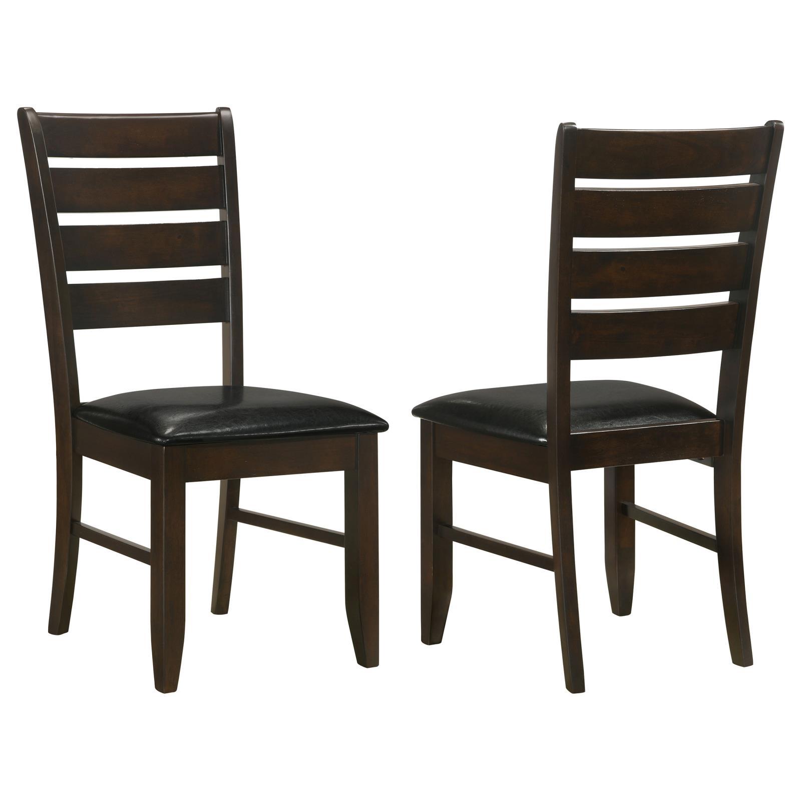 2-Pack Black Padded Side Chairs with Cappuccino Upholstery - Modern Dining Chairs for Kitchen, Breakfast Nook, or Small Space Decor