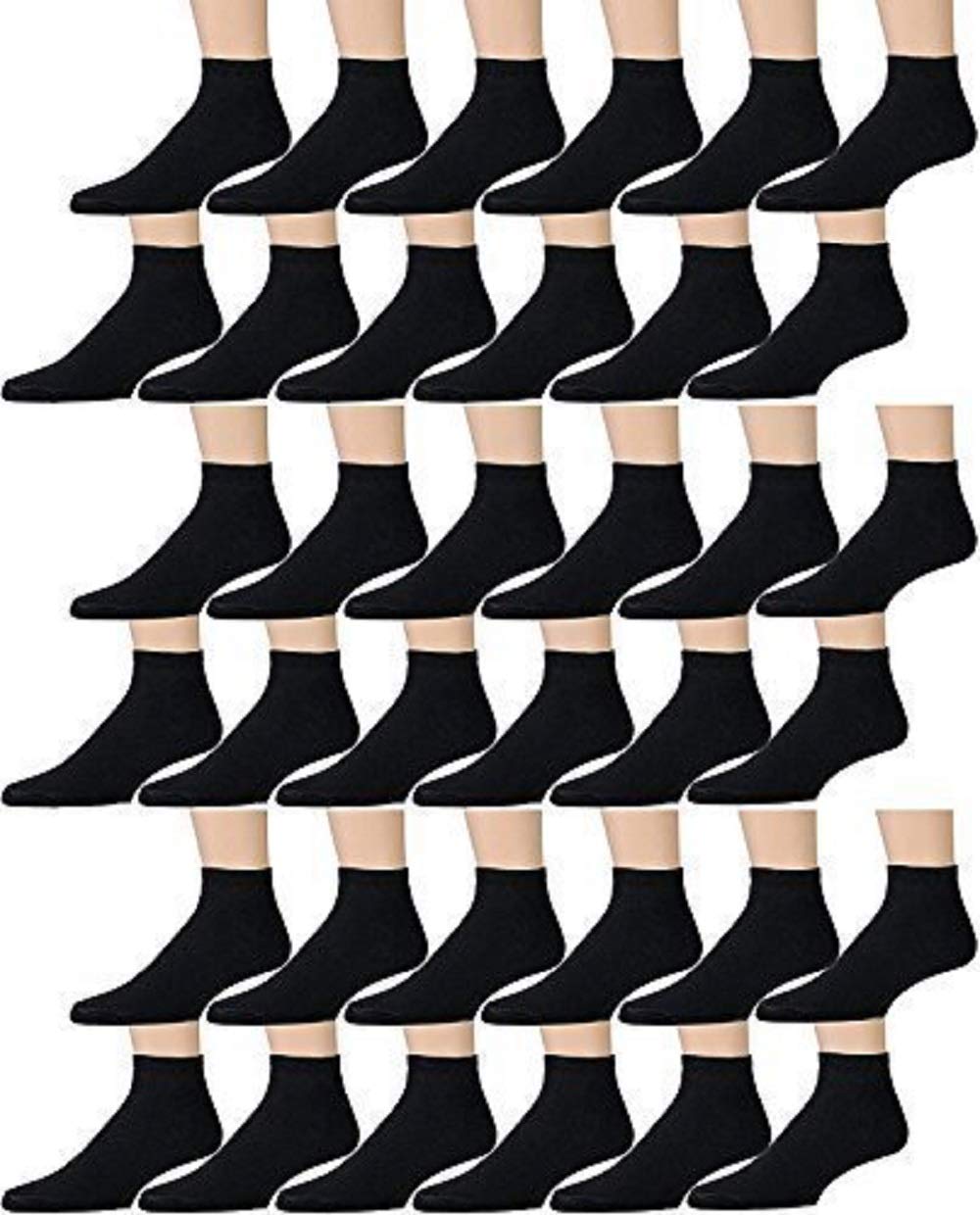 Men's Black Quarter Ankle Athletic Socks - 6 Pairs Bulk Pack (Size 10-13) - Breathable Workout Socks for Running, Gym & Everyday Wear