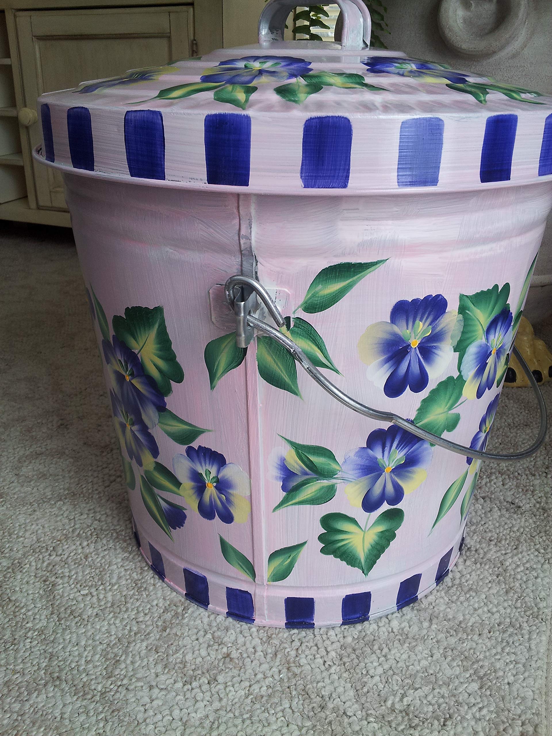 10 Gallon Hand-Painted Decorative Trash Can - Elegant Waste Bin for Kitchen, Bathroom & Office - Eco-Friendly Garbage Can with Artistic Designs