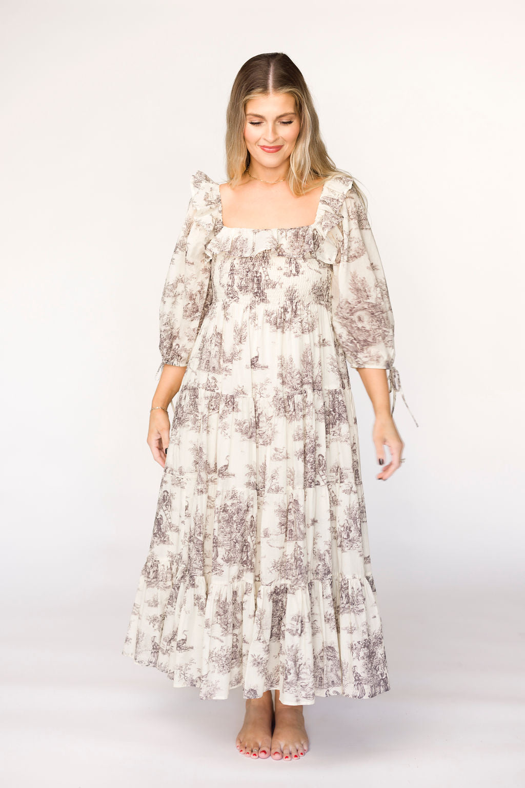 Amali Ivory Maternity Dress - 100% Cotton Bump-Friendly Pregnancy Dress for Baby Shower, Photoshoot & Special Occasions