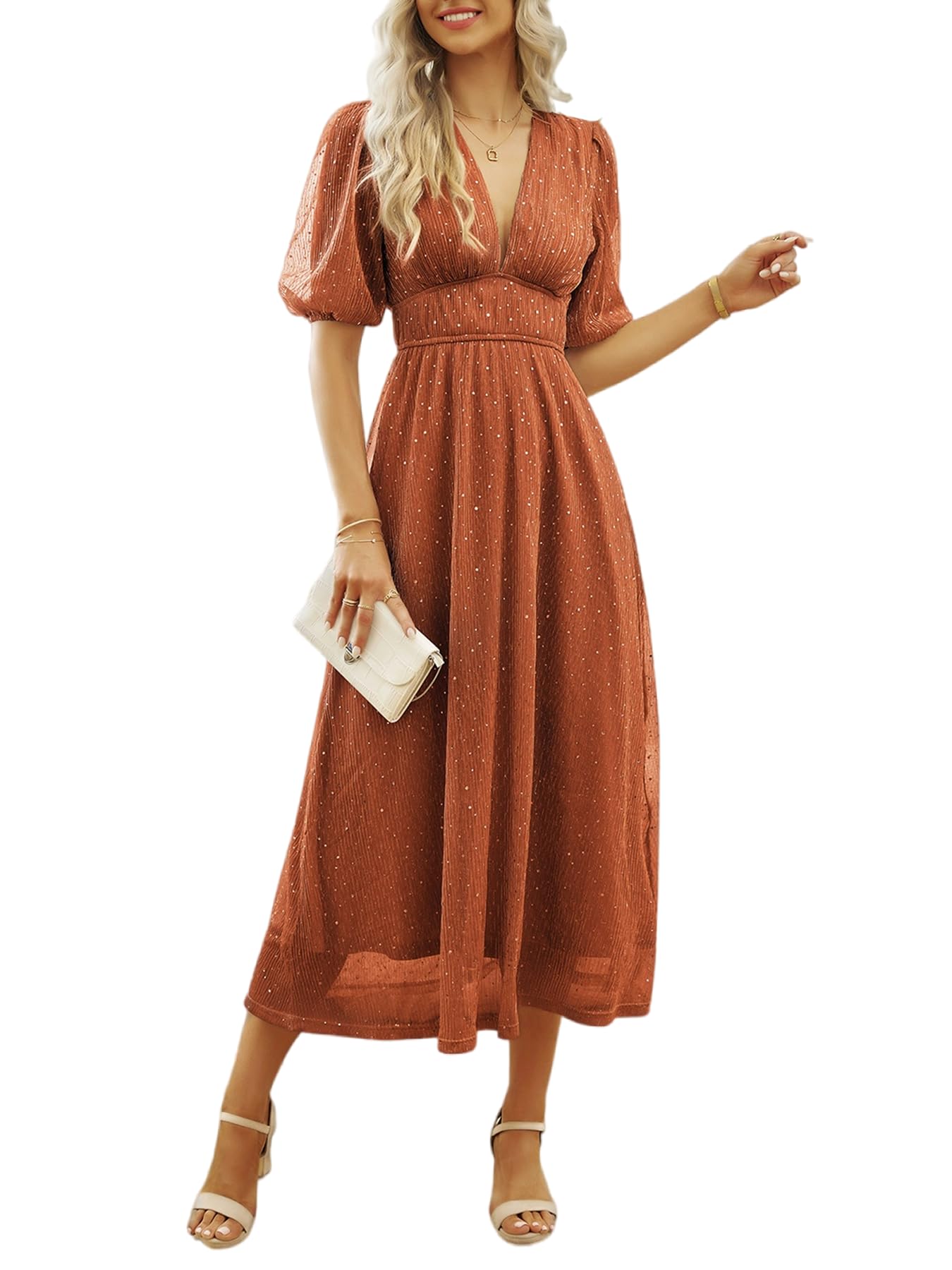 Boho Floral Midi Dress for Women - Smocked Beach Dress with Flowy Design | Perfect for Summer Vacations, Beach Getaways & Boho Fashion Outfits