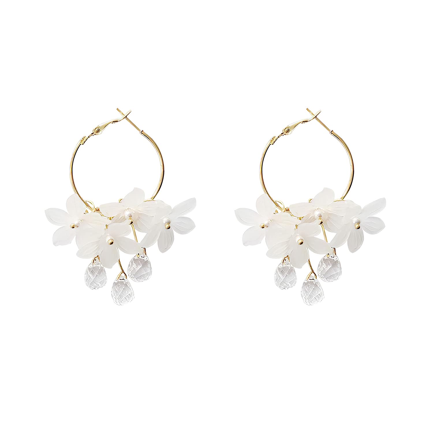 Trendy Acrylic Water Drop Tassel Earrings for Women - Crystal Flower Dangle Earrings with Long Pendant | Perfect for Parties, Weddings & Everyday Wear